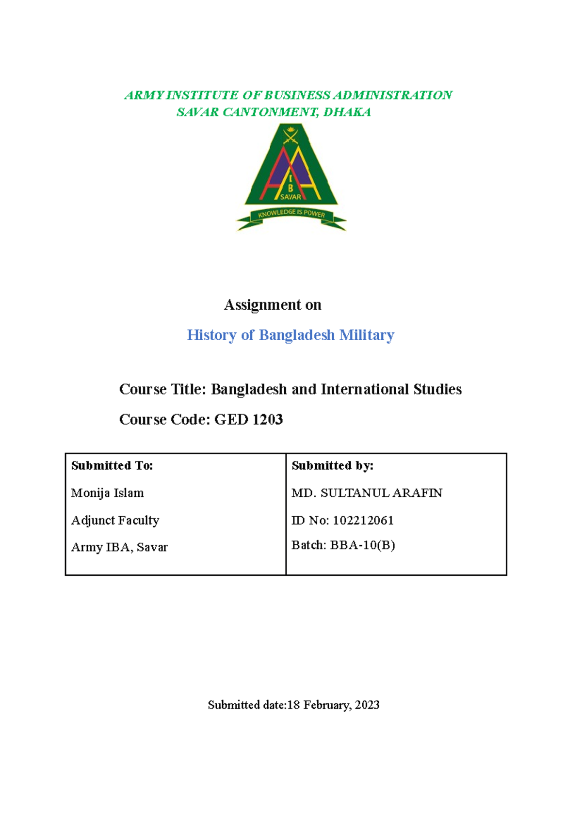 History-of-Bangladesh-Military - ARMY INSTITUTE OF BUSINESS ...