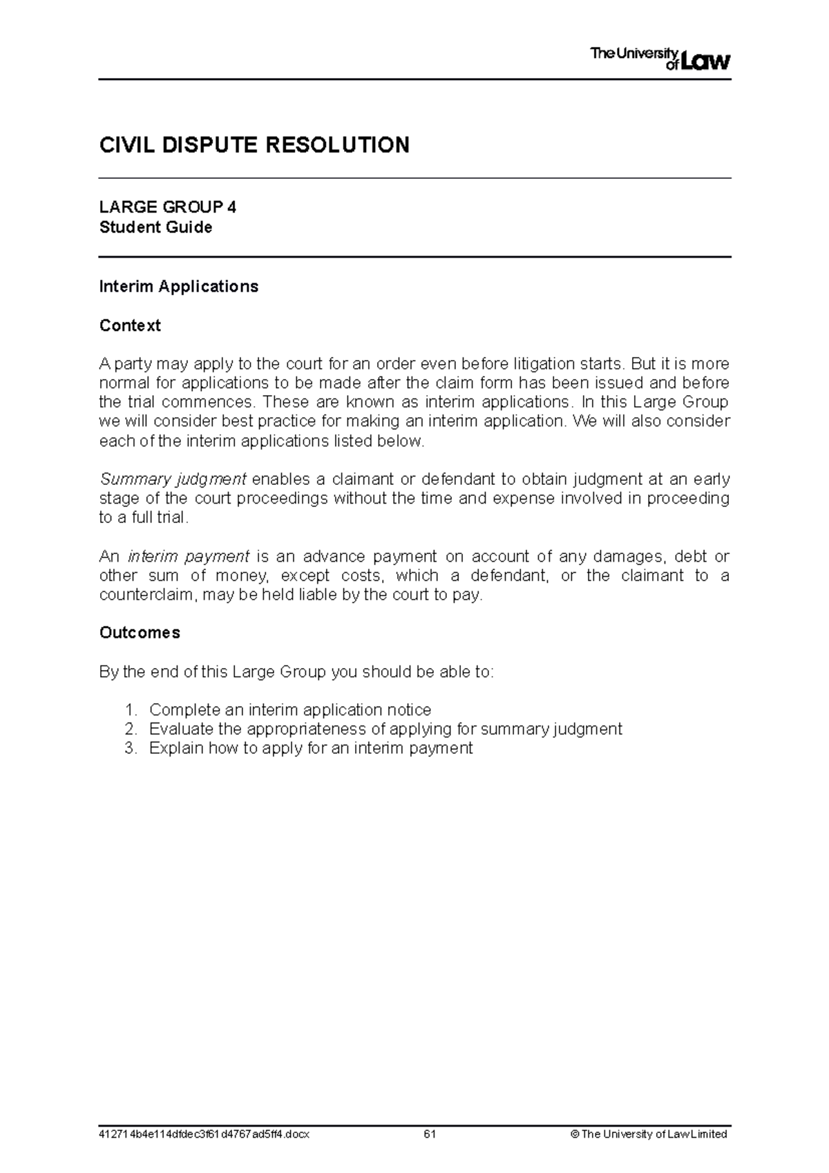 2223 civ lg04 ce01 student guide - CIVIL DISPUTE RESOLUTION LARGE GROUP ...