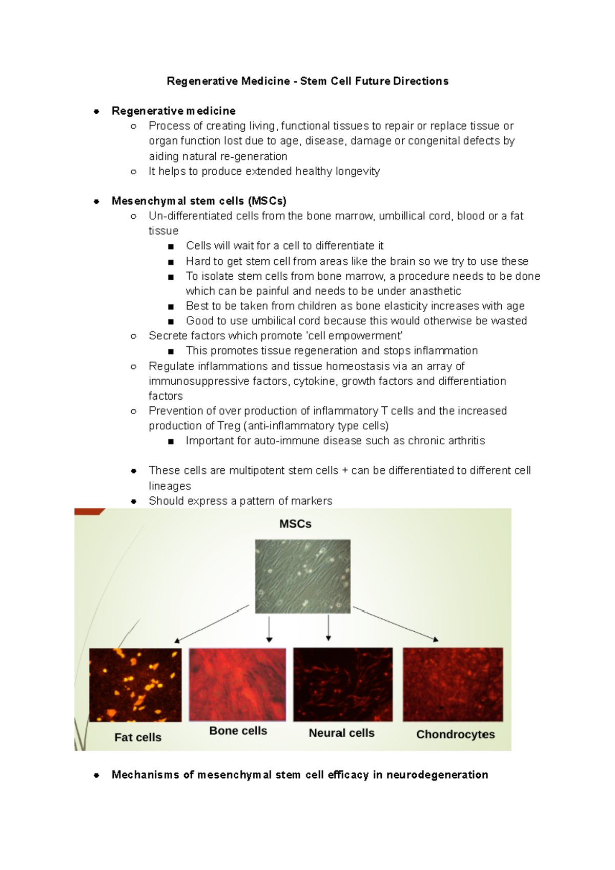 Lecture 11 Regenerative Medicine - Stem Cell Future Directions ...