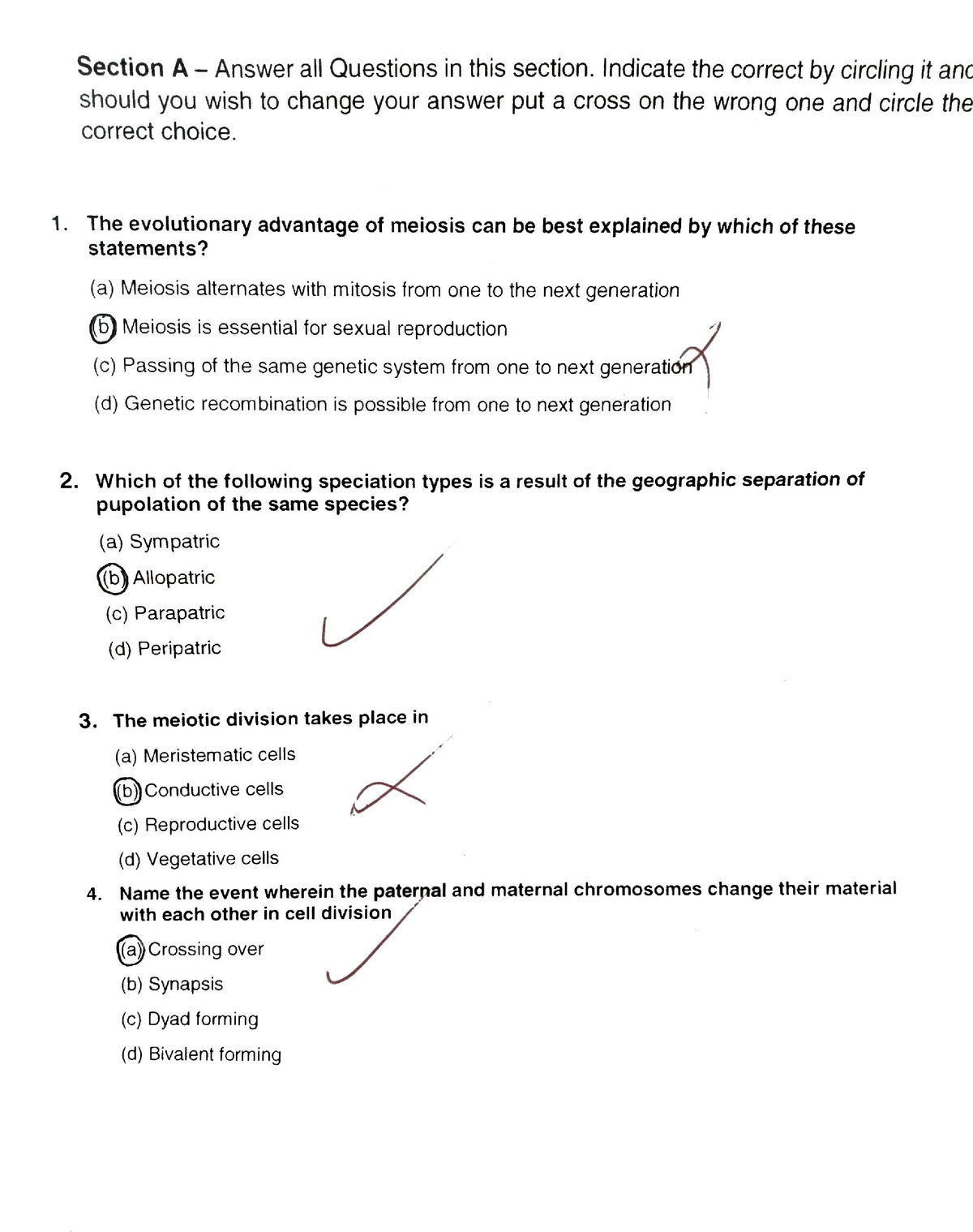 biology essays form 1 to 4 questions and answers