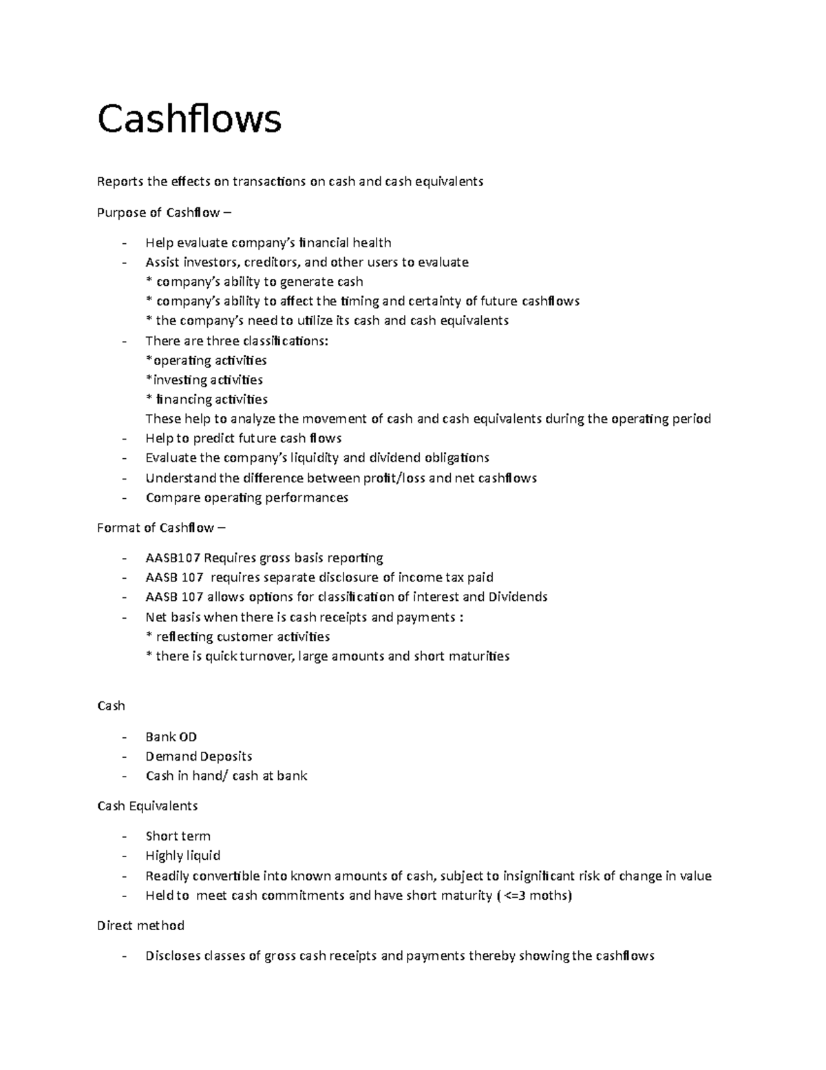 ACCG2024 Financial Reporting Notes - Cashflows Reports The Effects On ...