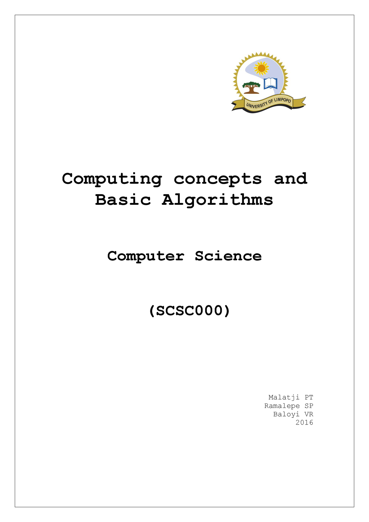 2016 SCSC000 Complete Study Material - Computing Concepts And Basic ...