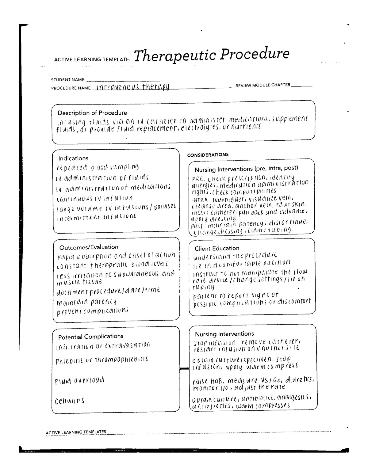 ATI Therapeutic Procedure IV Therapy - NU 307/8 - Studocu