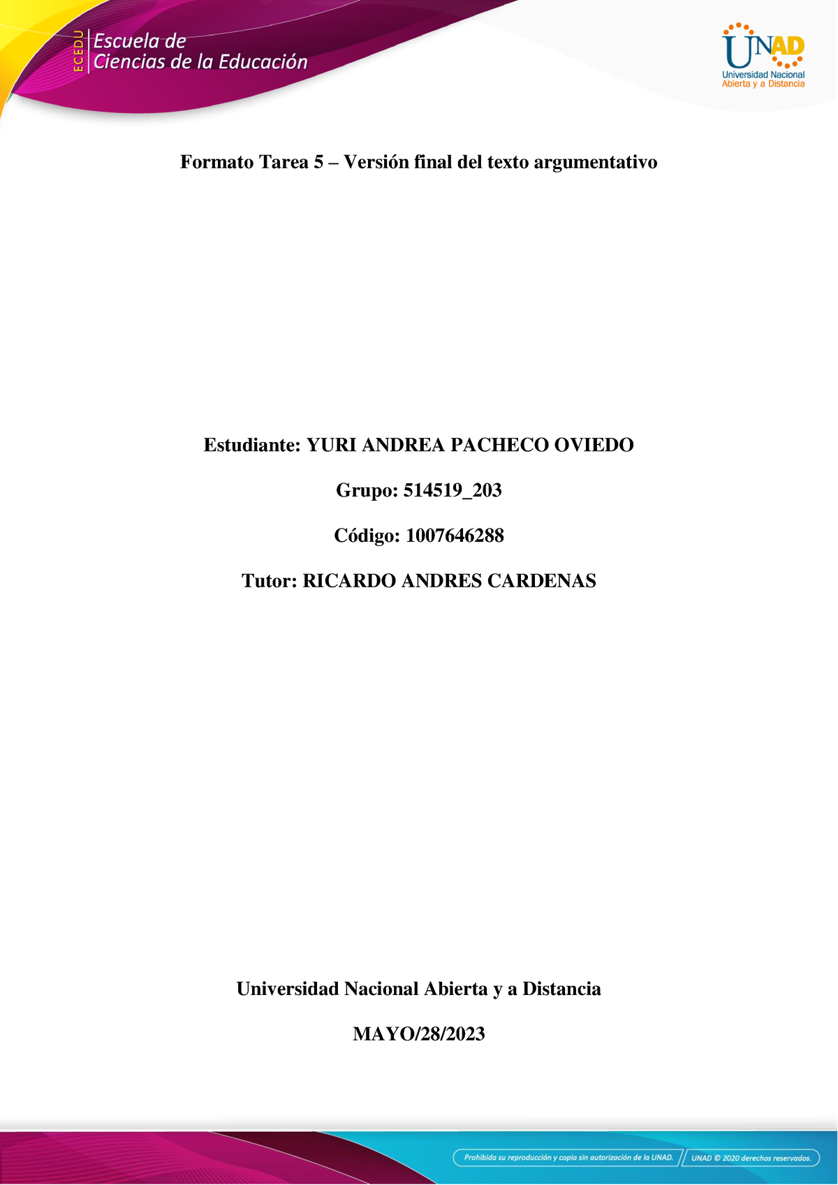 Tarea 5-Versión Final Del Texto Argumentativo - Andrea Pacheco ...