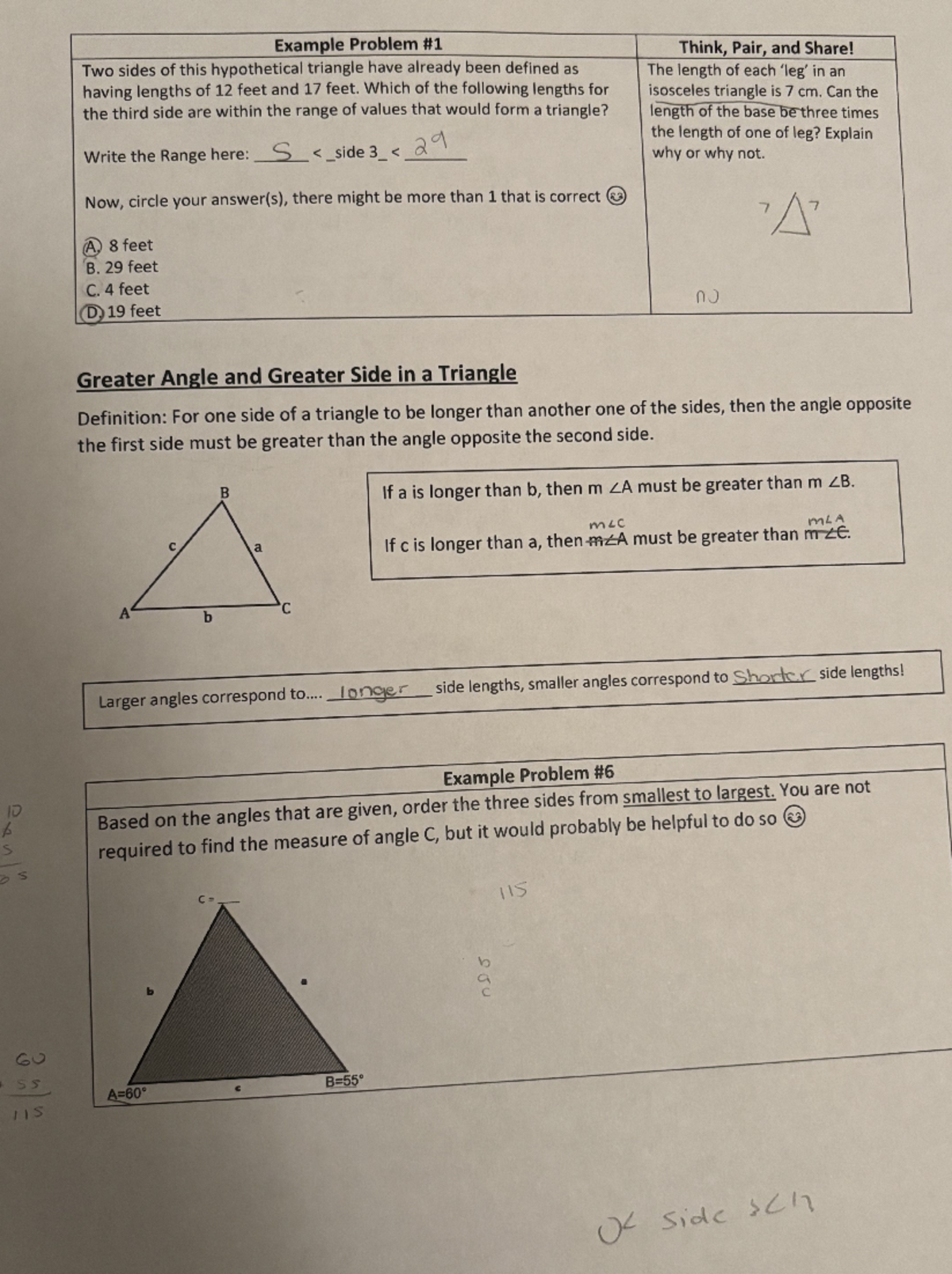 geometryyyyyyyy - Example Problem Think, Pair, and Share! Two sides of ...