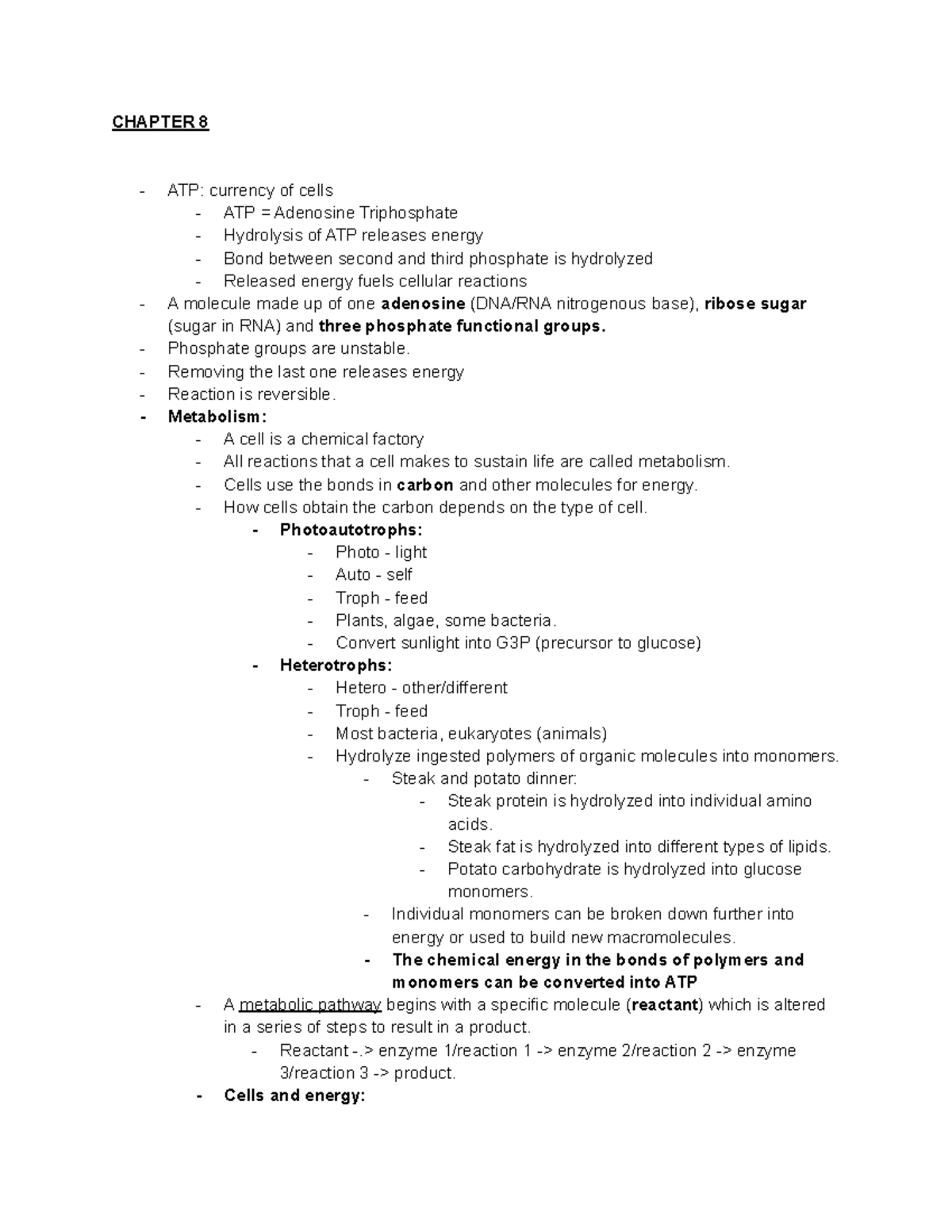 BIO Notes EXAM 3 - Bio 1 note from first several chapters with Michelle ...