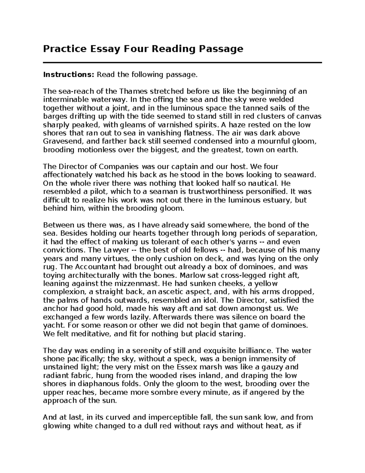Essayfour reading - term 3 - Practice Essay Four Reading Passage ...