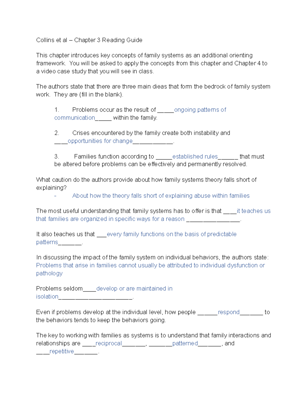 Collins et al – Chapter 3 Reading Guide - Collins et al – Chapter 3 ...