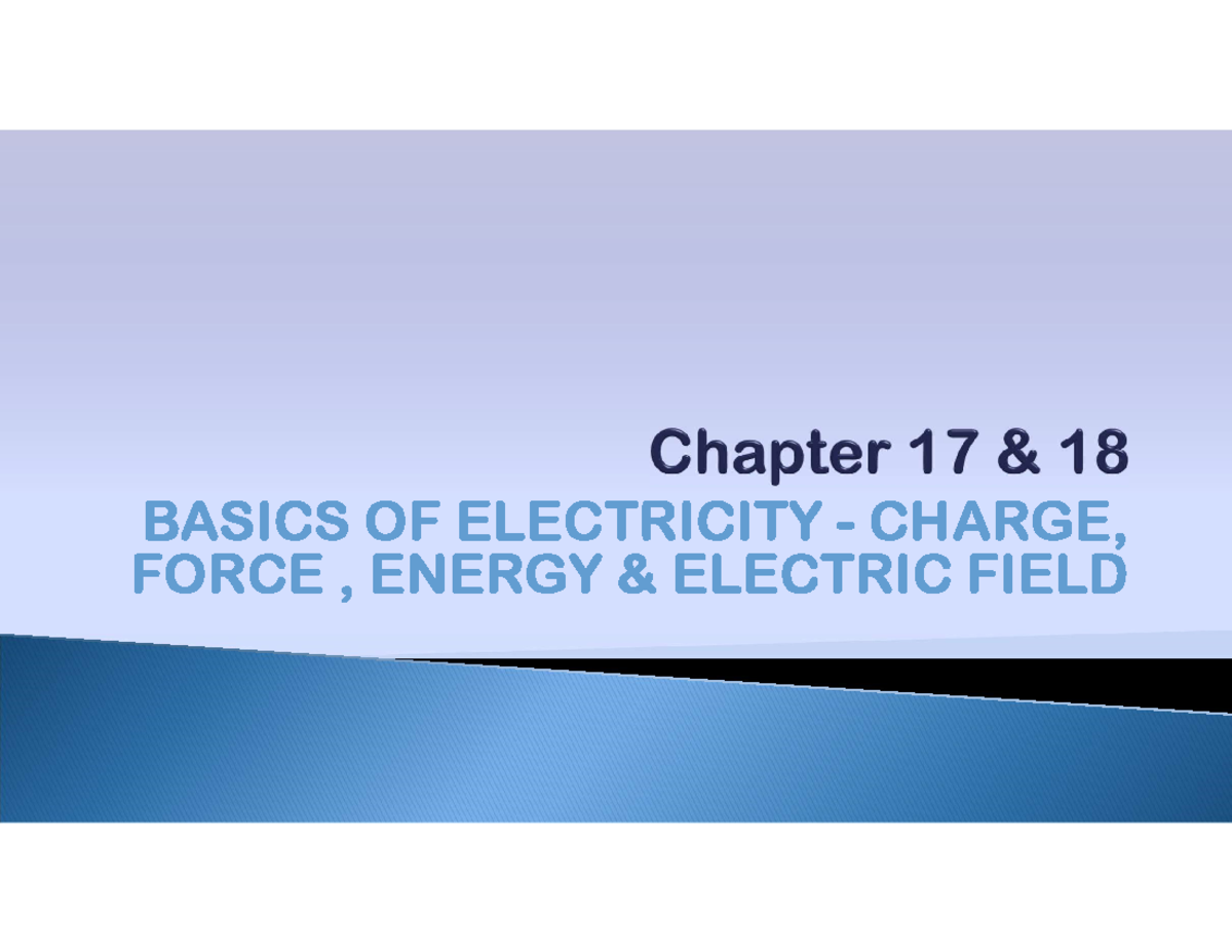 Chapter 17 and 18 basics of electricity pdf basics of electricity