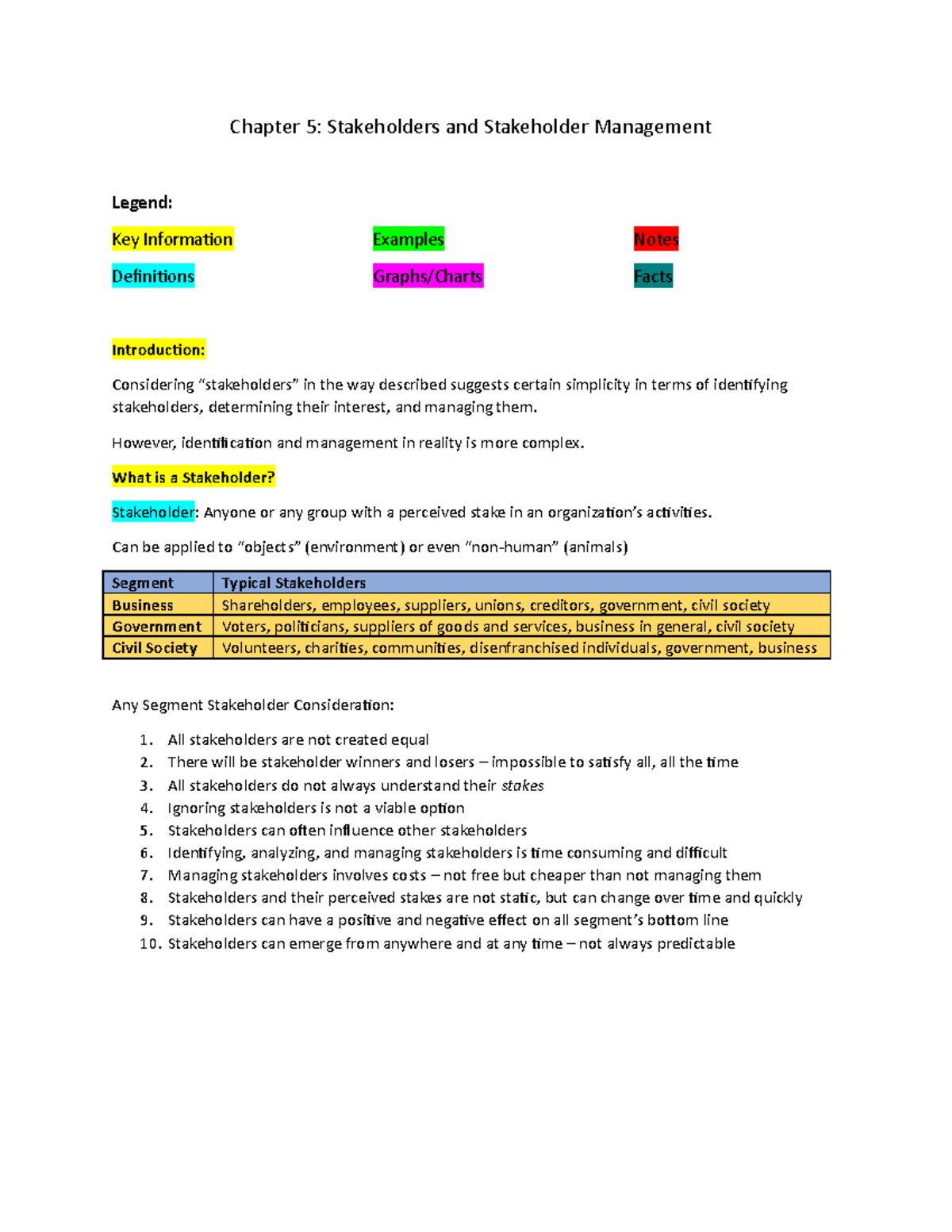 Canadian Business and Society Chapter 5 Notes - Chapter 5: Stakeholders ...