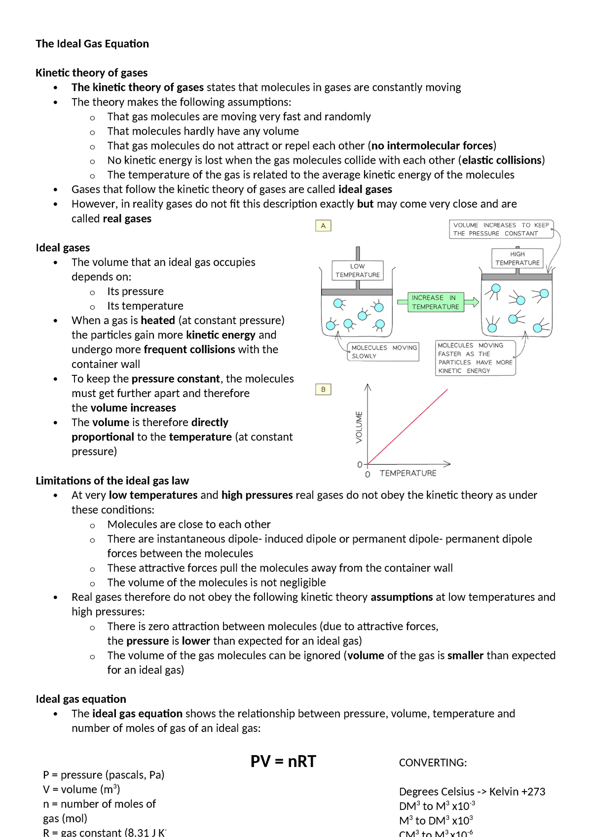 The Ideal Gas Equation - chem notes - The Ideal Gas Equation Kinetic ...