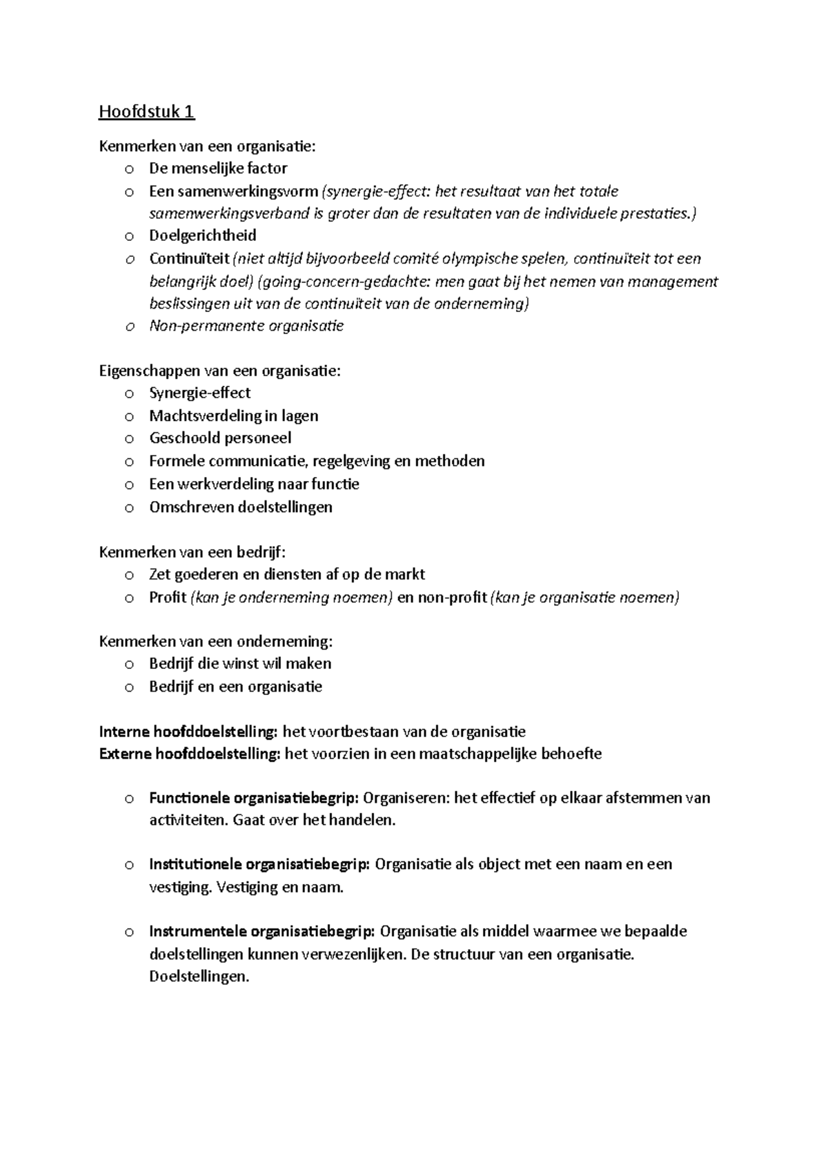 Samenvatting H1 Tm H5 - Toegepaste Organisatiekunde - Hoofdstuk 1 ...