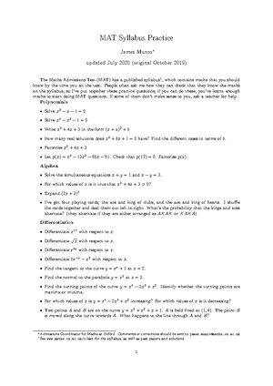 MAT175samplefinalexam - Score: Name: Sample Final Exam Calculus 1 - MAT ...