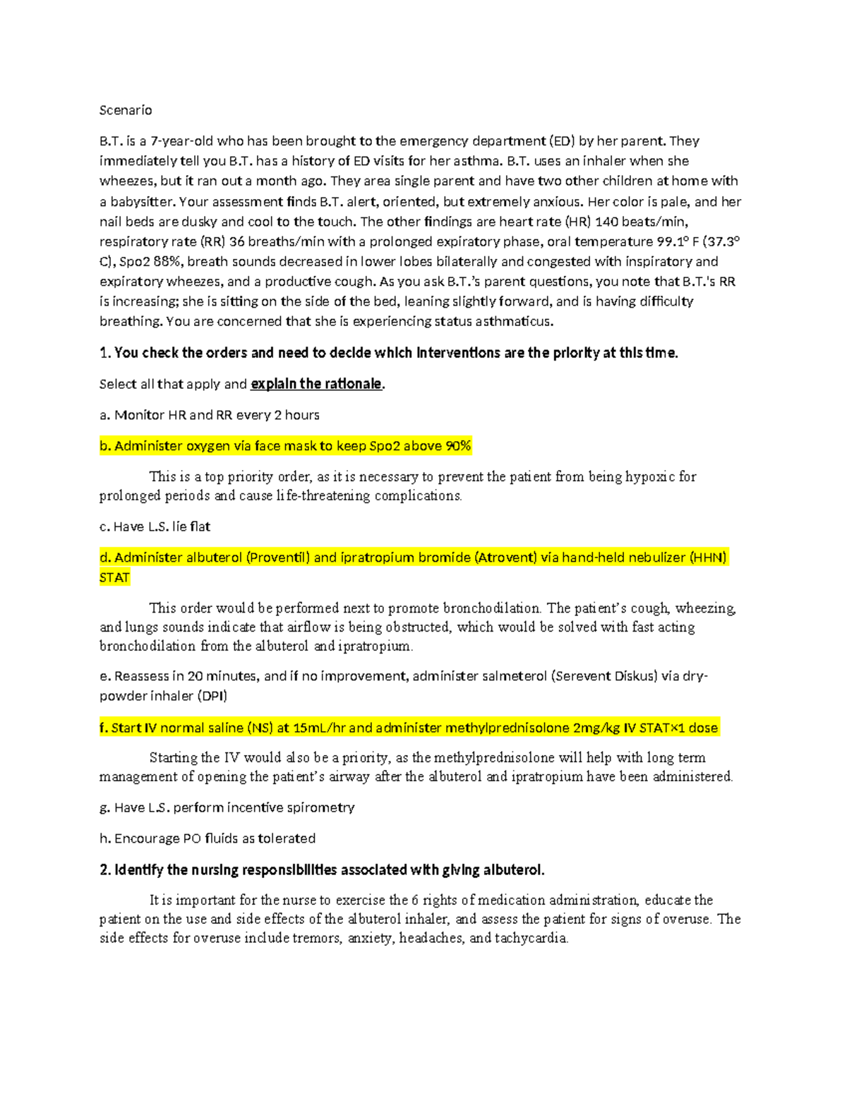 L3 Prioritization Case Study - Scenario B. is a 7-year-old who has been ...