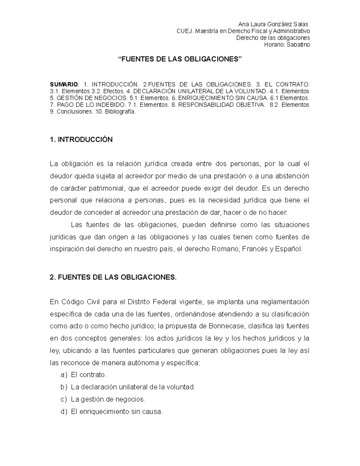 Fuentes DE LAS Obligaciones” - Ana Laura González Salas CUEJ. Maestría ...