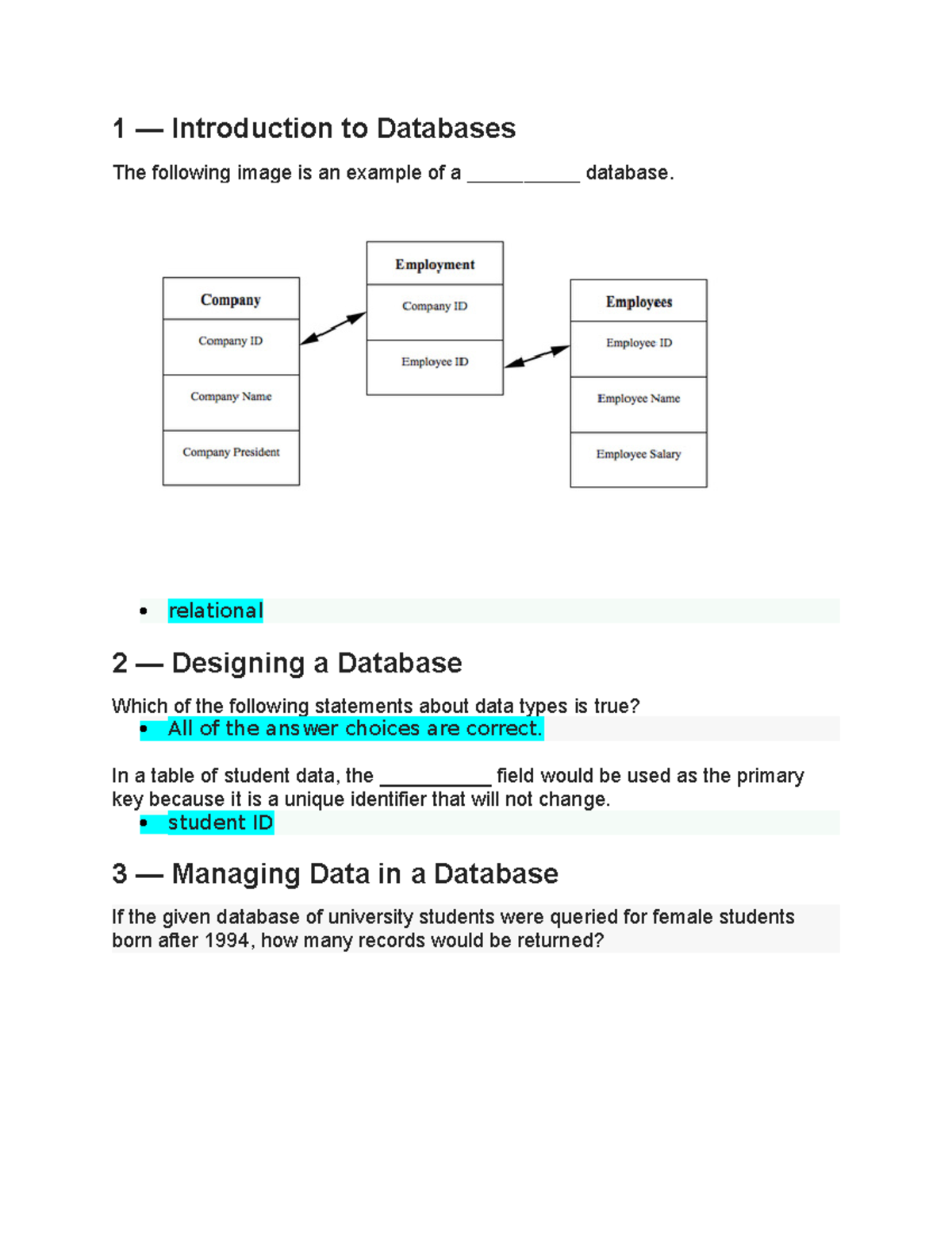 Introduction to Technology- Unit 2- Challenge 3 - Databases - 1 ...