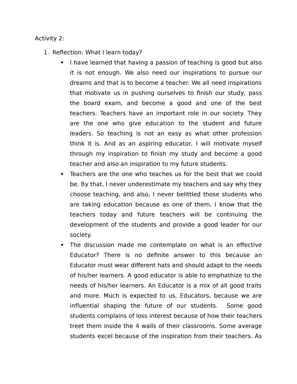 professionalism reflection essay