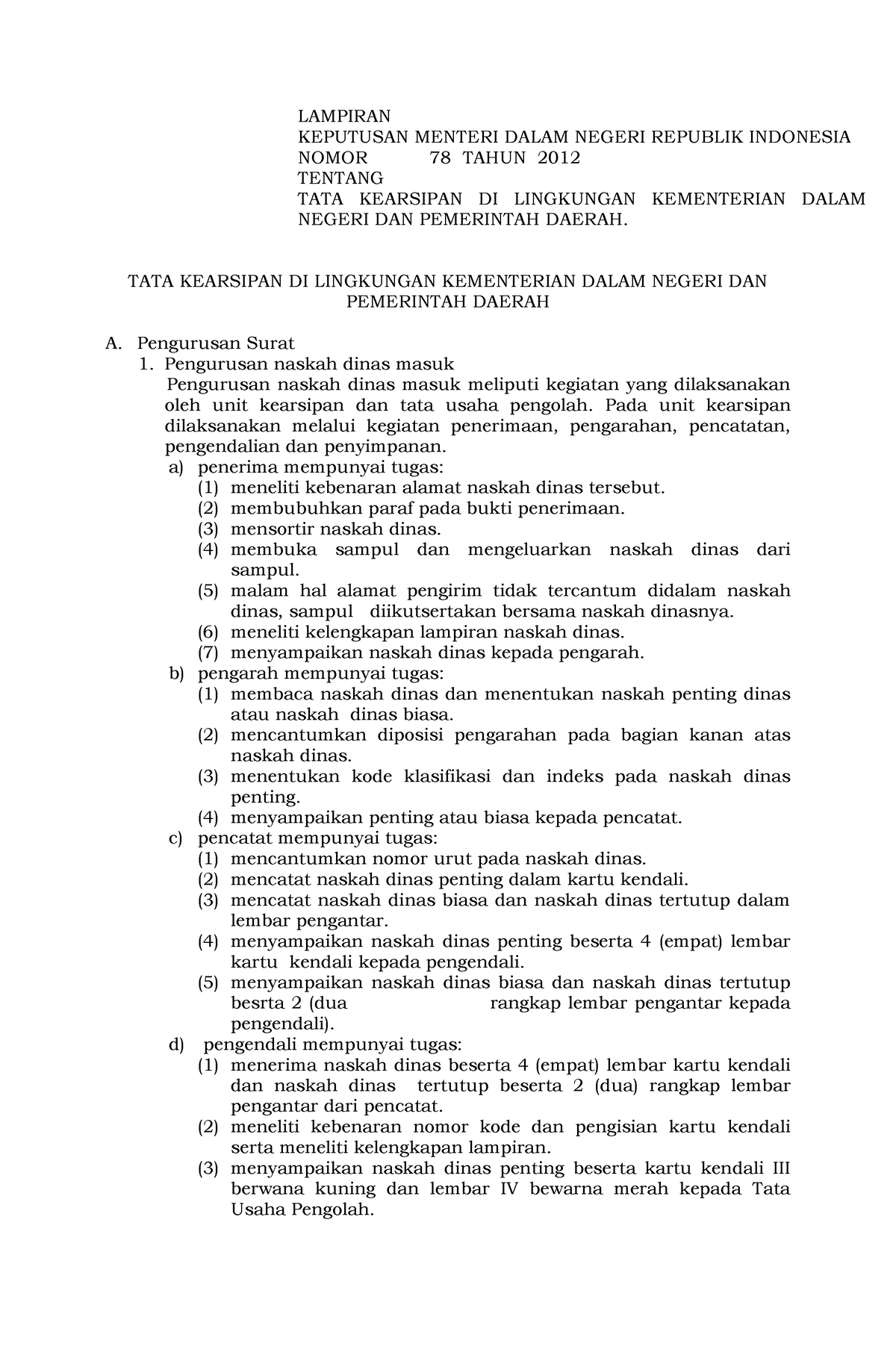 Klasifikasi Nomor Surat Dinas - LAMPIRAN KEPUTUSAN MENTERI DALAM NEGERI ...