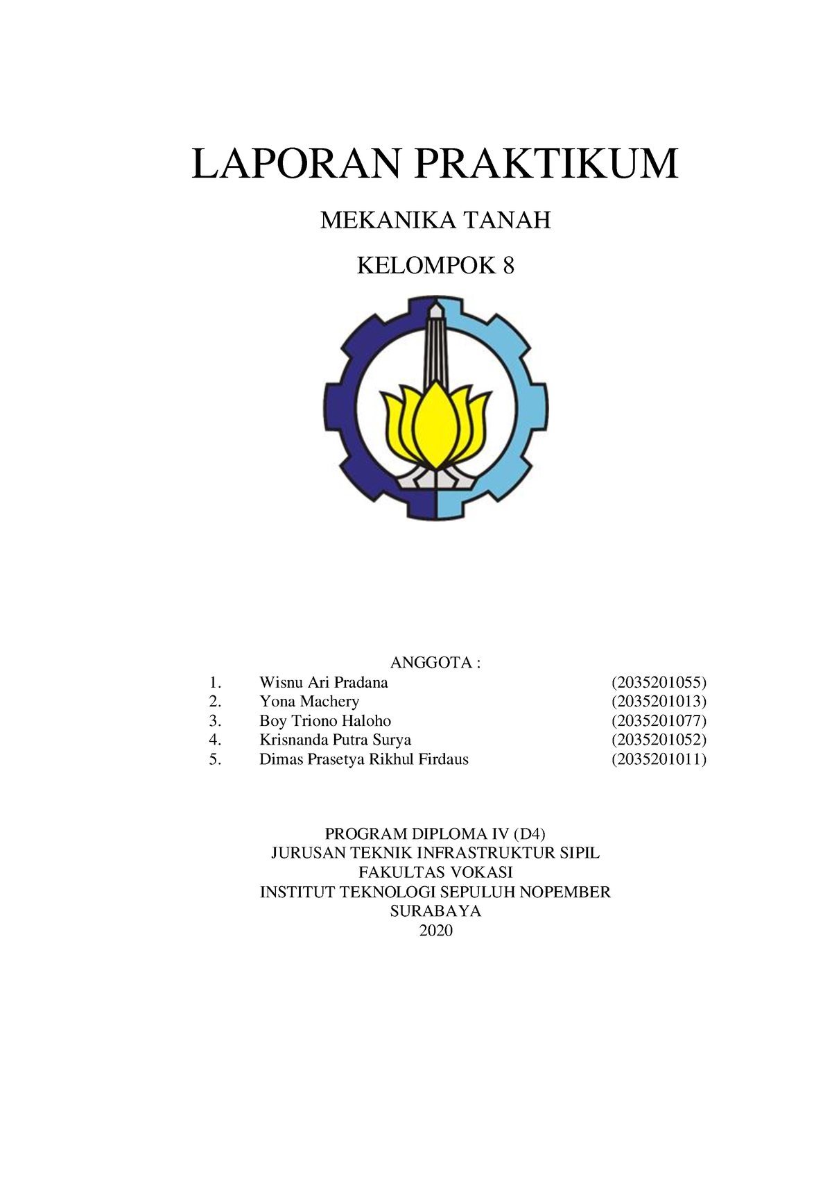 Laprak Mektan KEL 2 - Praktikum Mekanika Tanah - LAPORAN PRAKTIKUM ...