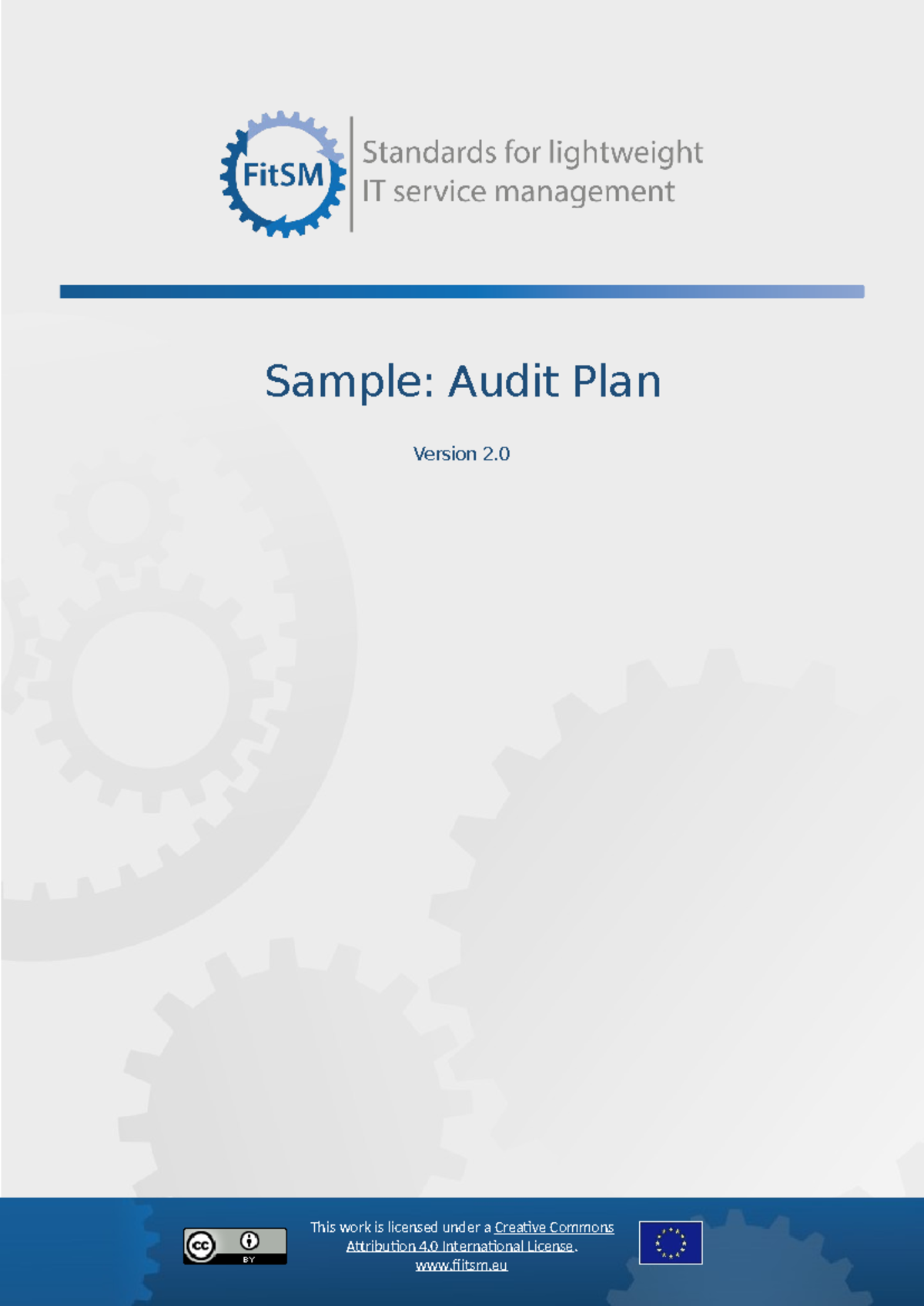 Fit SM Sample Audit-Plan v1 - Version 2. ####### This work is licensed ...