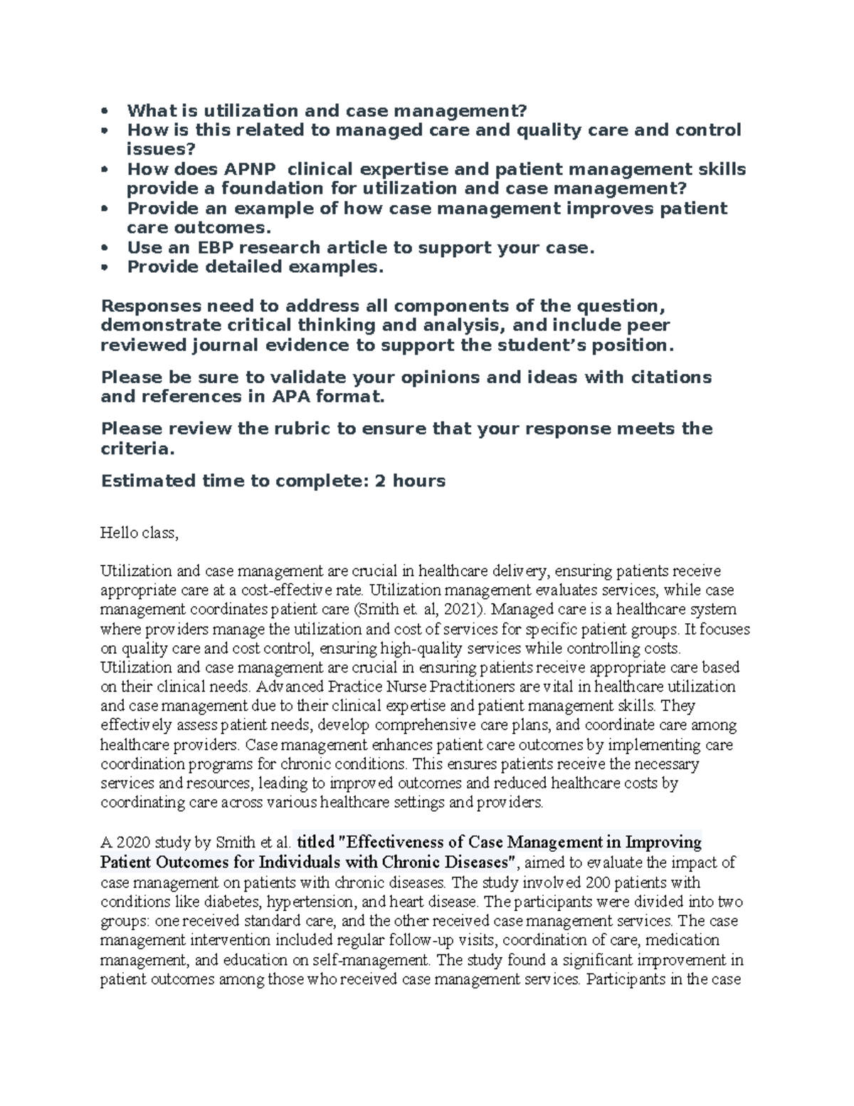 Week 4 NU626 Discussion 2 - Utilization and Case Management - What is ...