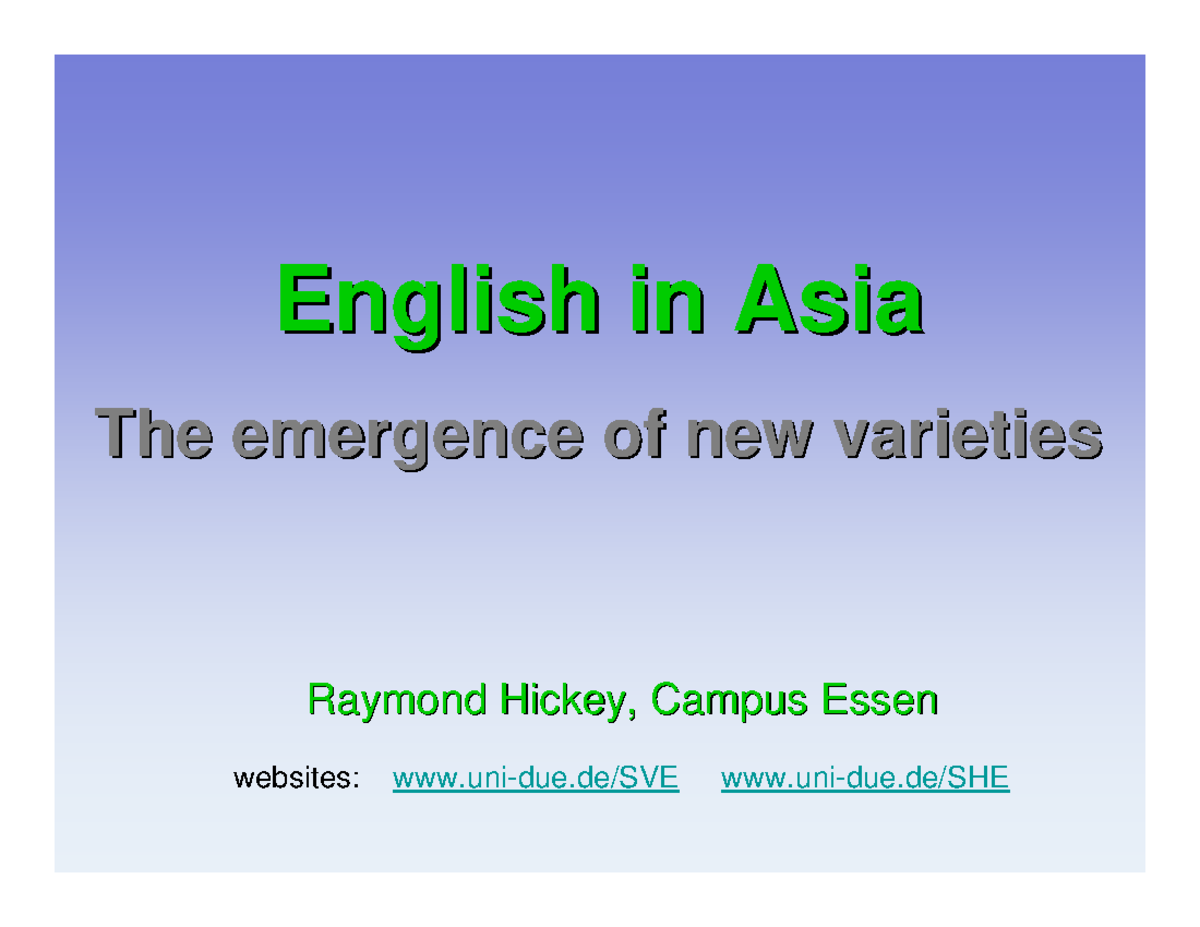 Spread of English Asia - EngEnglish in Asialish in Asia TheThe e ...