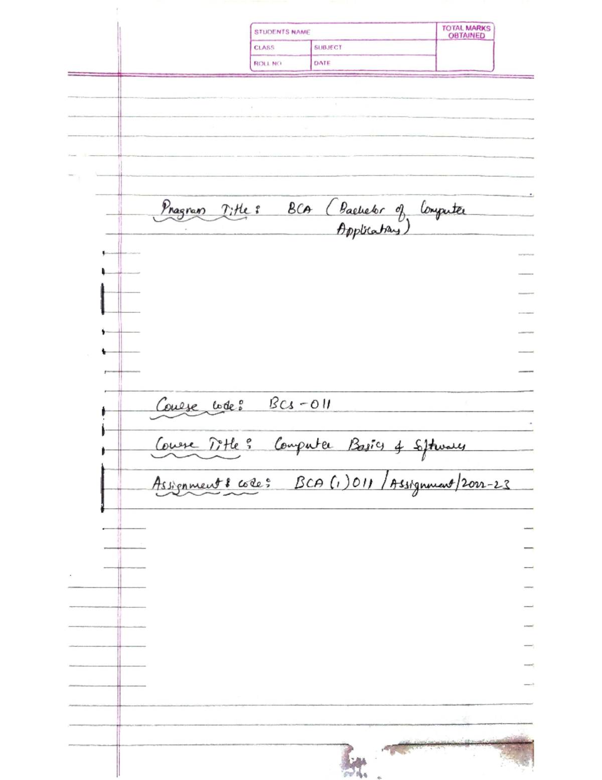 BCS011-assignment - Handwritten assignment - Computer Basics and PC ...