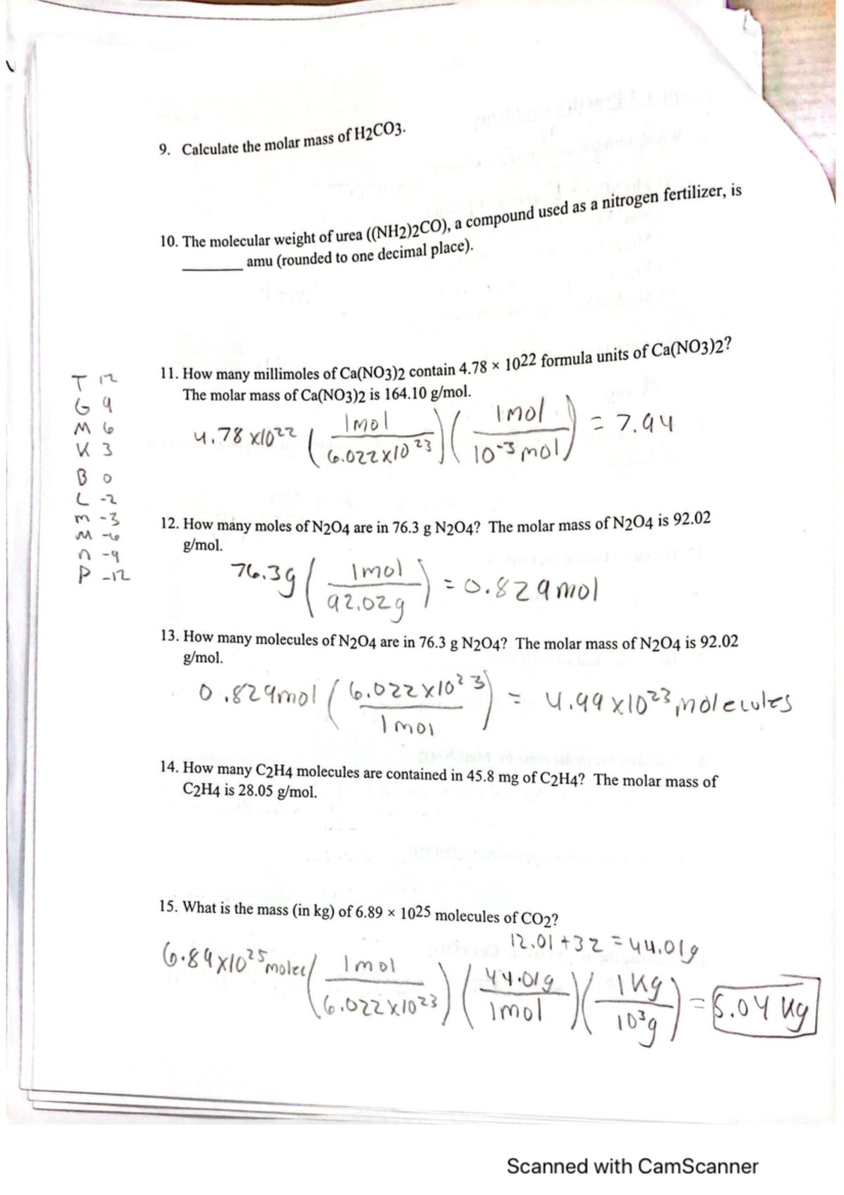 Chem ch 3 2 Chem Chapter 3 practice problems CHM 103 Studocu