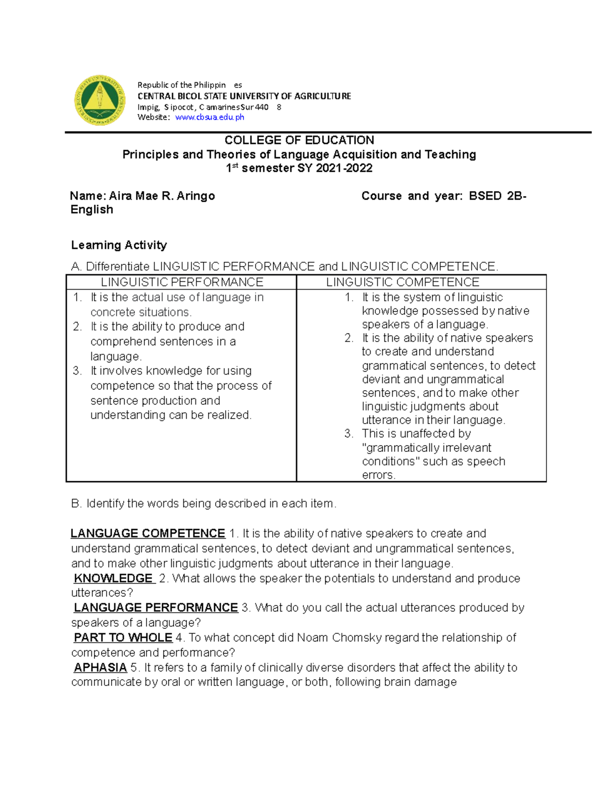 Topic 8 Activity 8 - Principles and Theories of Language for English ...
