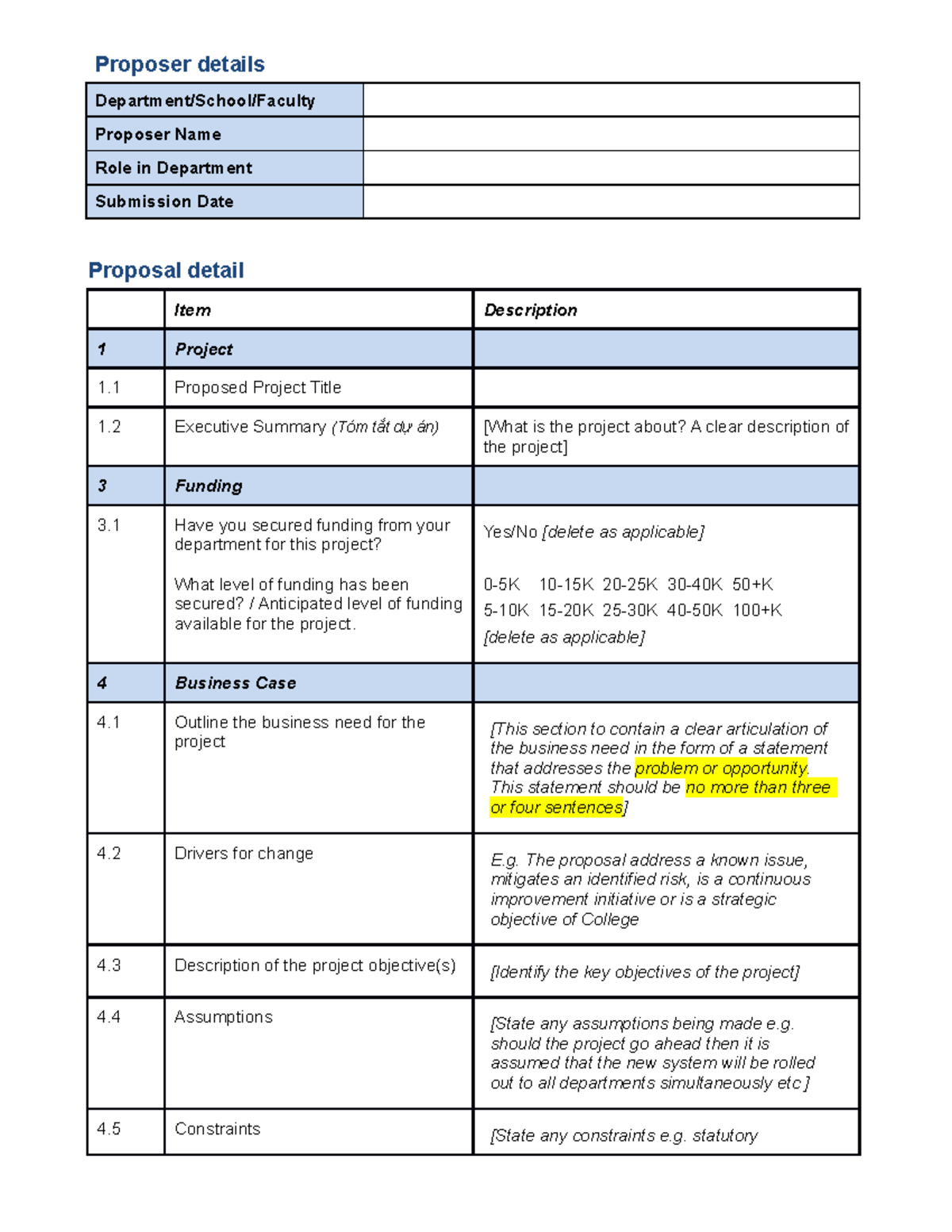 Project proposal template 27 - Proposer details Department/School ...