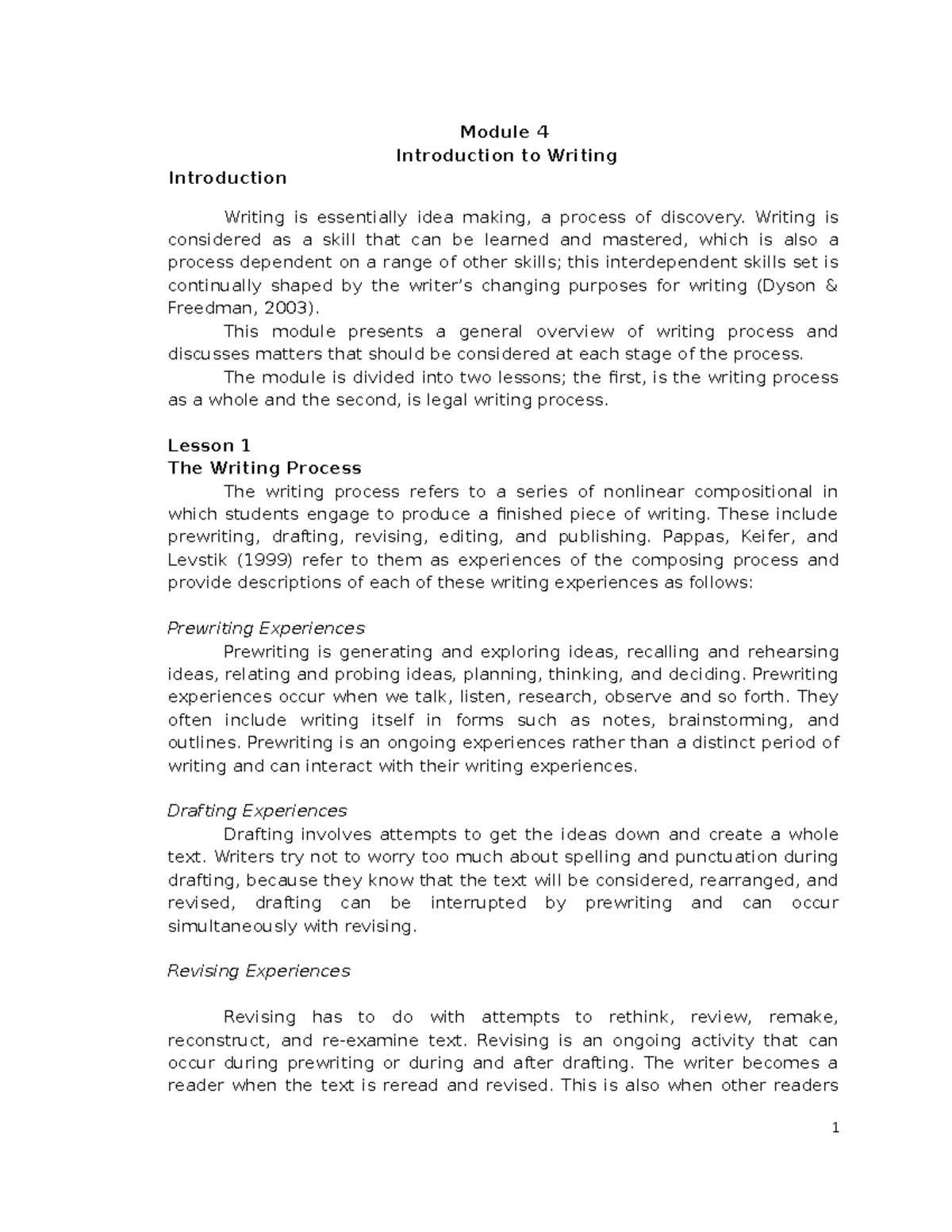 Module 4- September 21 - Module 4 Introduction to Writing Introduction ...