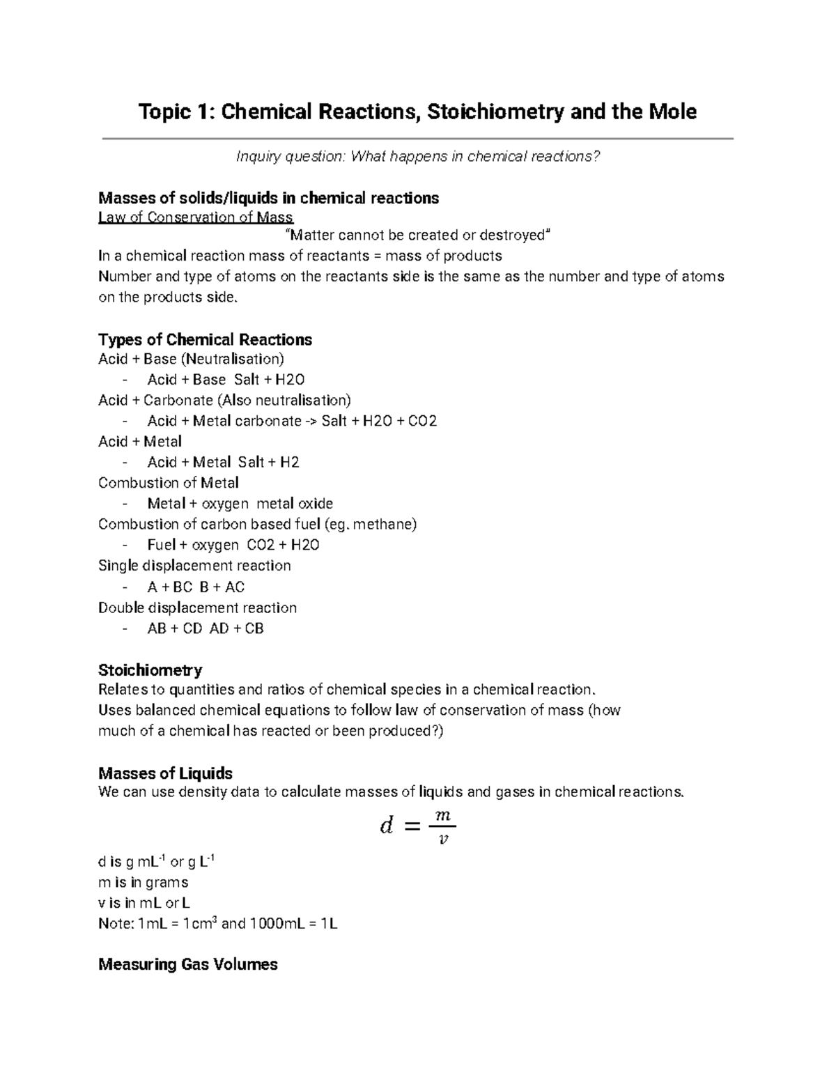 Chemistry (Module 2- Introduction to Quantitative Chemistry) - Topic 1 ...