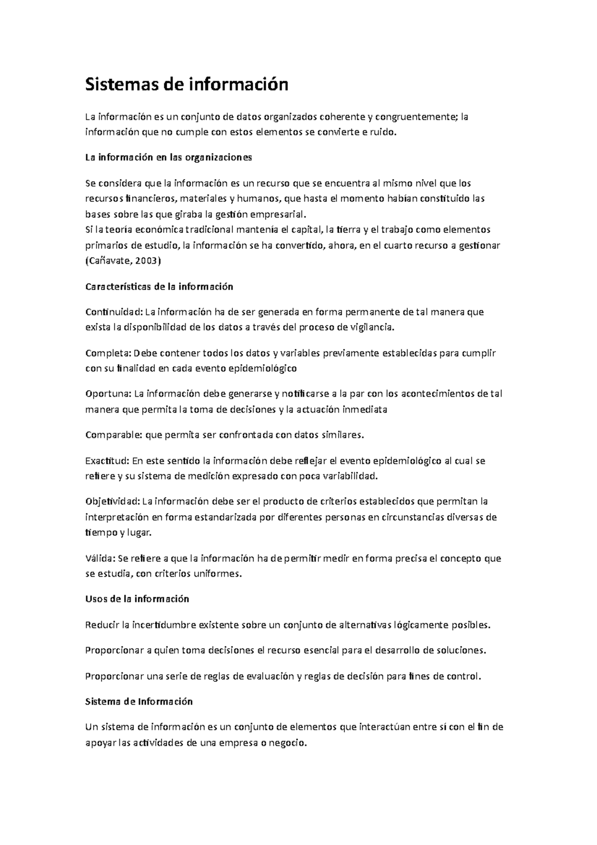 Sistemas de información, qué es, carcaterísticas y elementos - Sistemas de  información La - StuDocu