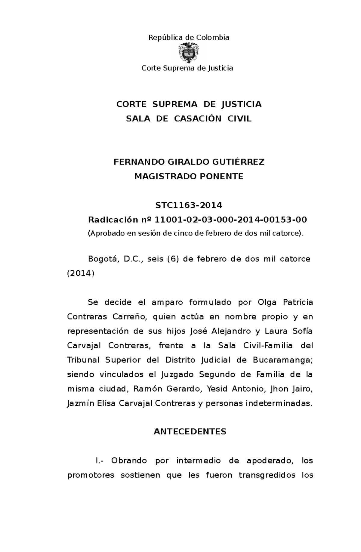 STC1163-2014 - Sentencias - República De Colombia Corte Suprema De ...