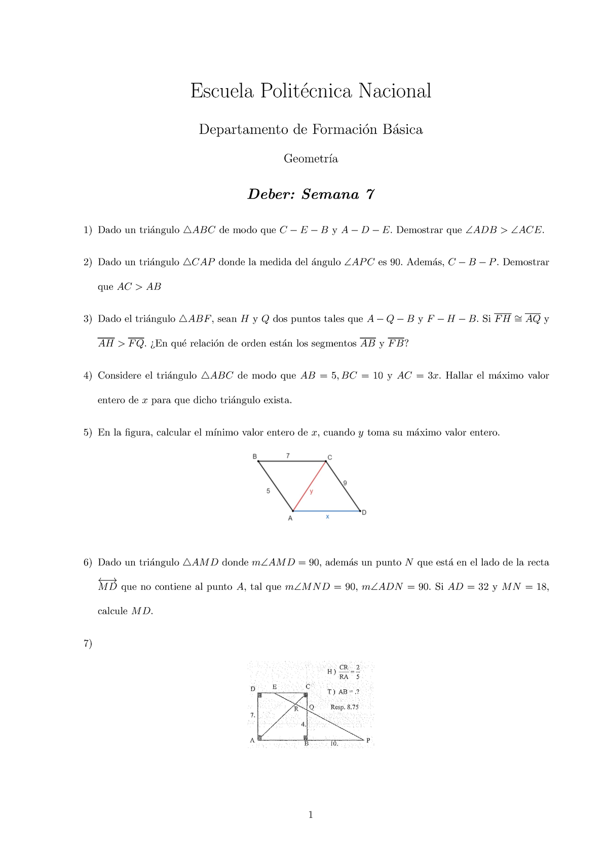 Deber Geometria No 7 - Escuela Polit ́ecnica Nacional Departamento De ...