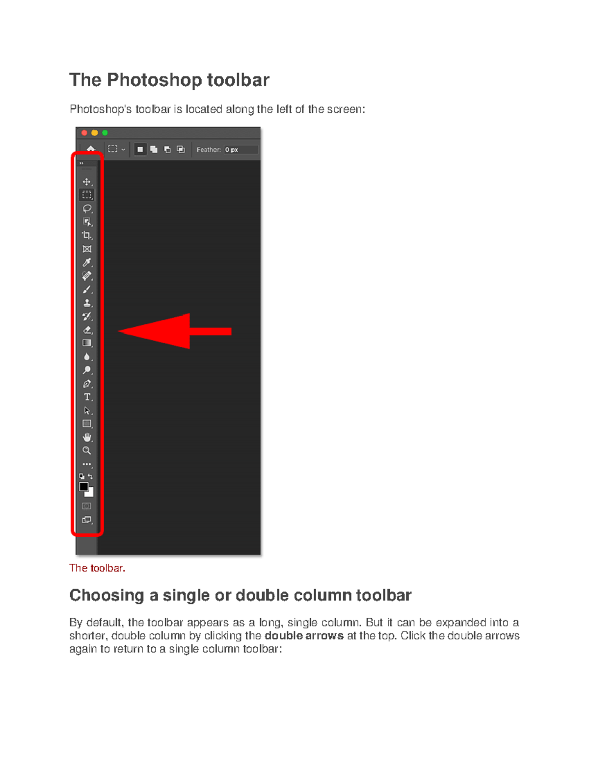 The Toolbar 2 The toolbar toolbar is