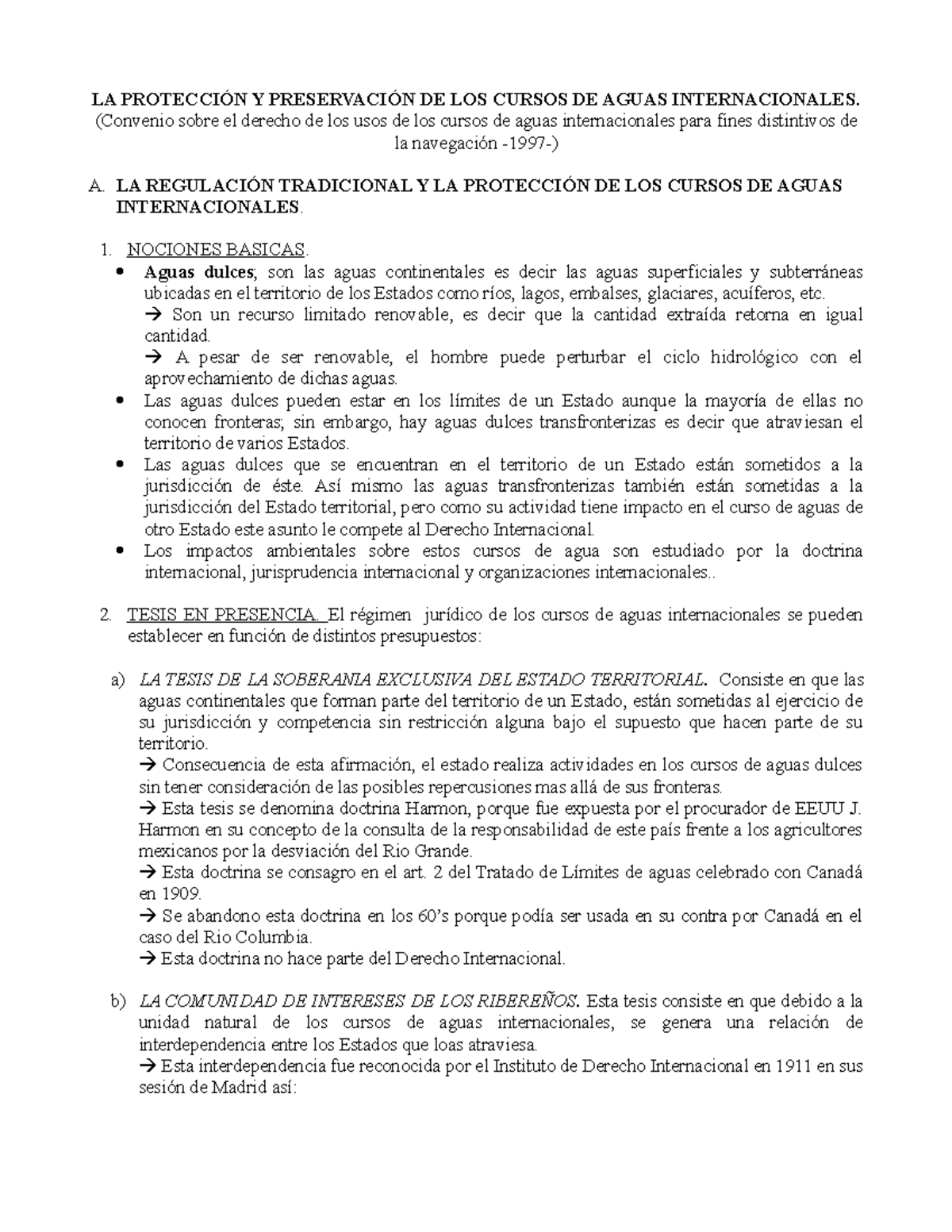 LA ProteccióN Y PreservacióN DE LOS Cursos DE Aguas Internacionales