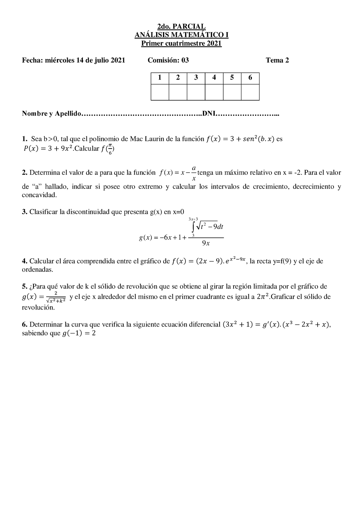 Parcial-2 - Segundo Parcial- Scorzo - 2do. PARCIAL ANÁLISIS MATEMÁTICO ...