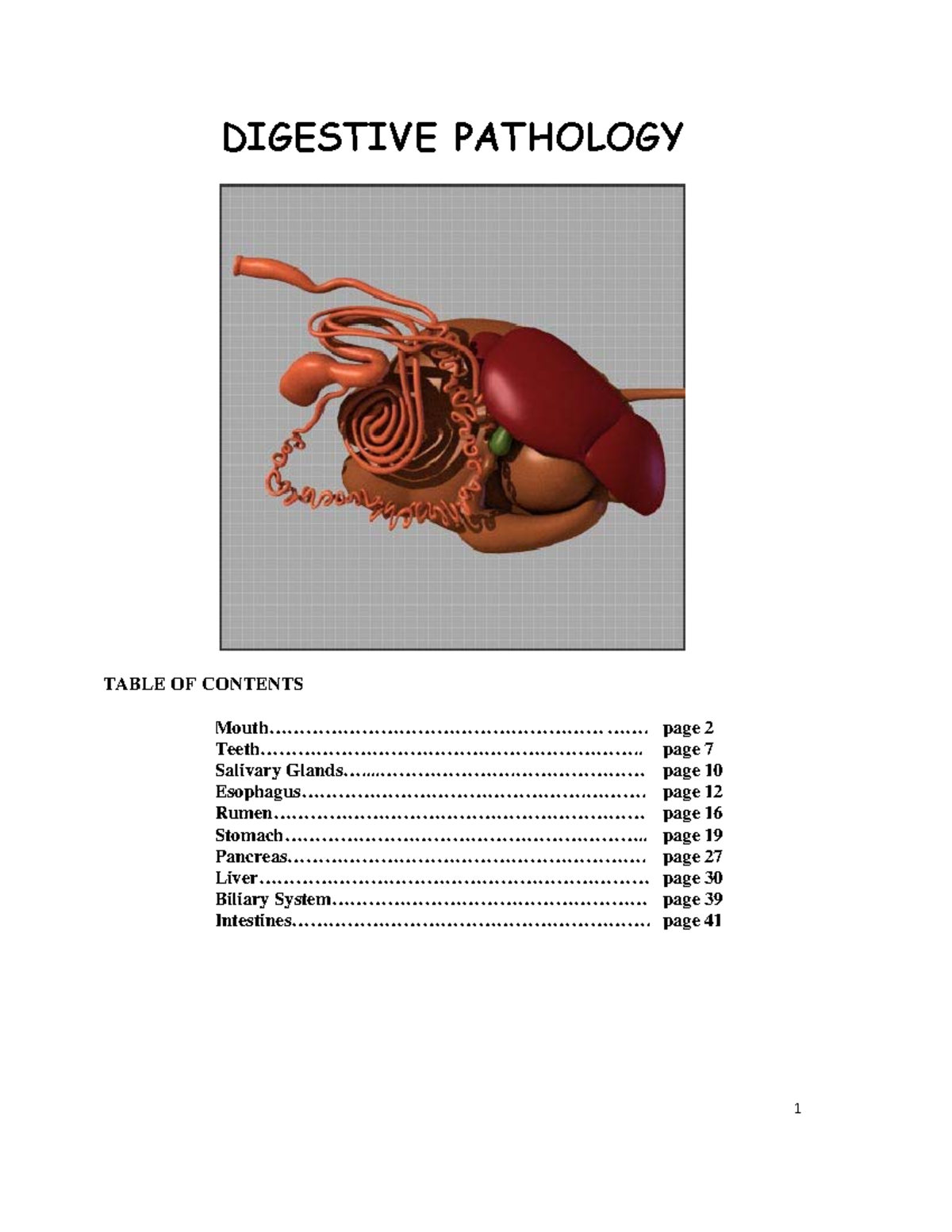 Digestive pathology notes 2013 - DIGESTIVE PATHOLOGY TABLE OF CONTENTS ...