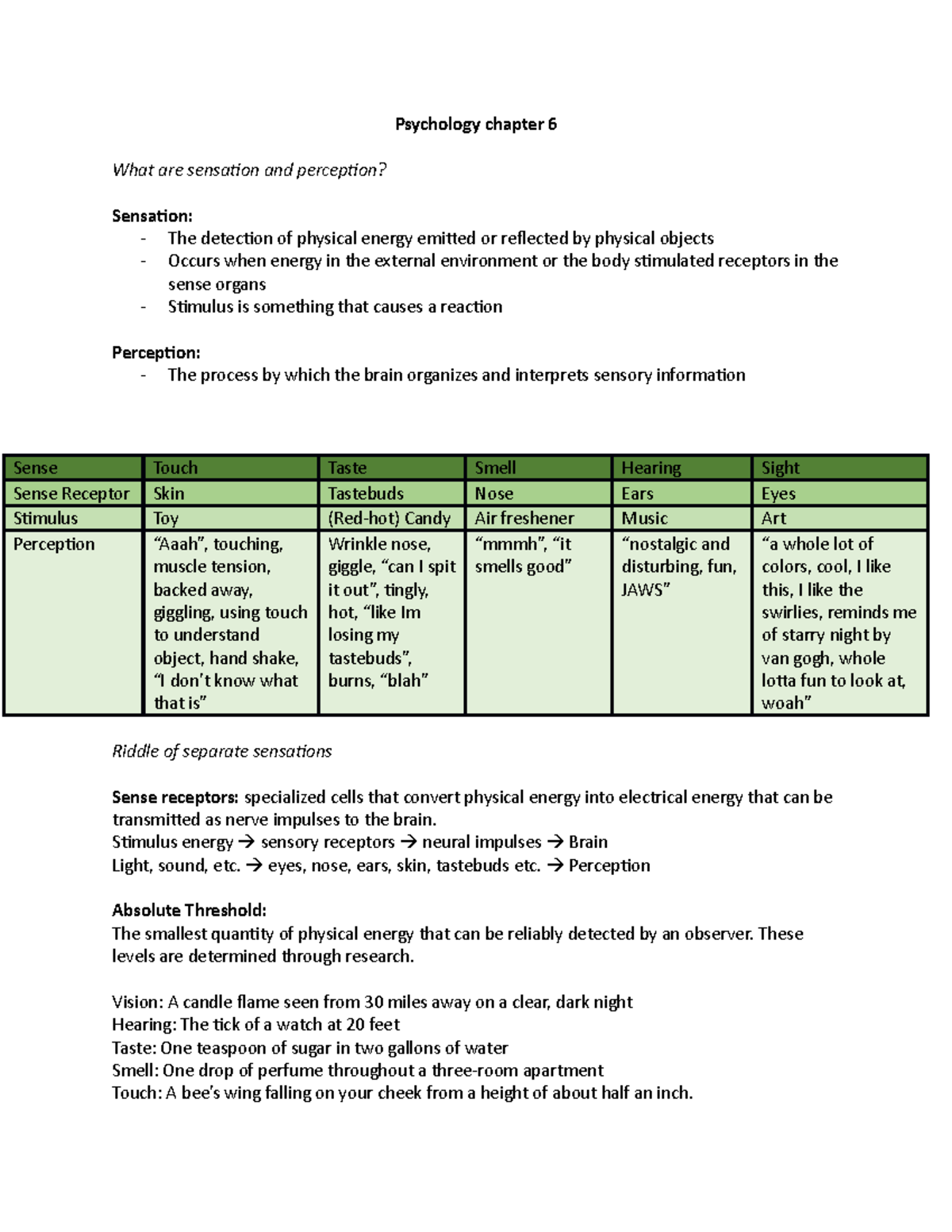 Psychology Chapter 6 Notes From Lecture Psychology Chapter 6 What Psychology Chapter 6 Notes From Lecture Psychology Chapter 6 What