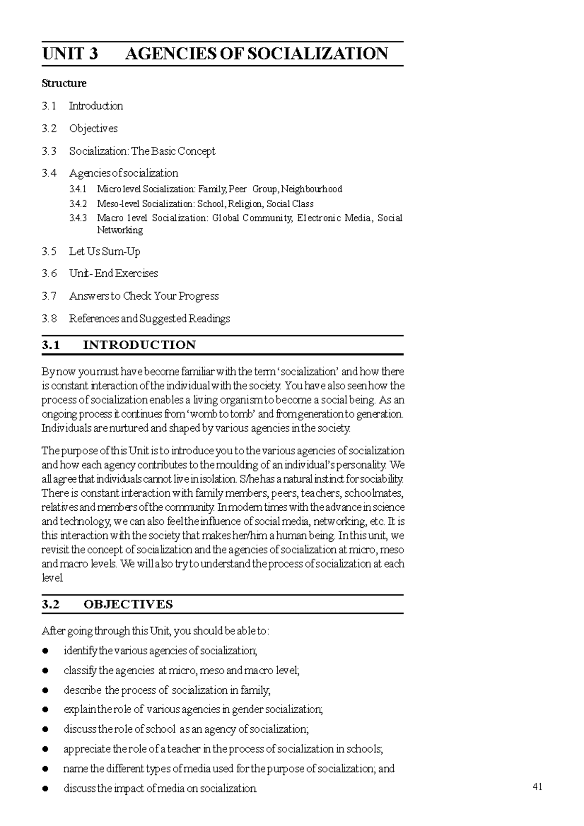 Unit-3 - The Agencies Of Socialization - 41 UNIT 3 AGENCIES OF ...