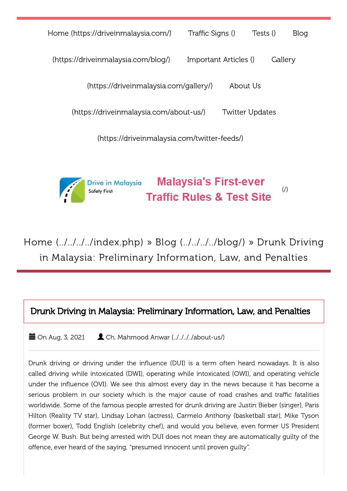 drunk driving malaysia essay