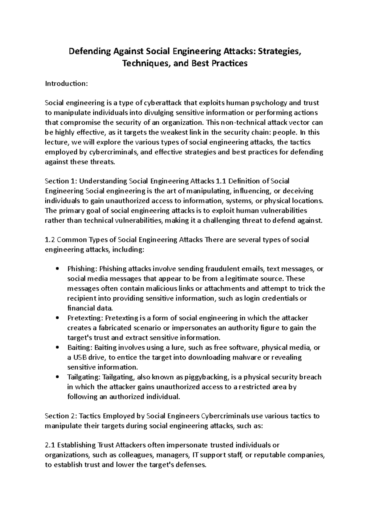 Defending Against Social Engineering Attacks- Strategies, Techniques ...