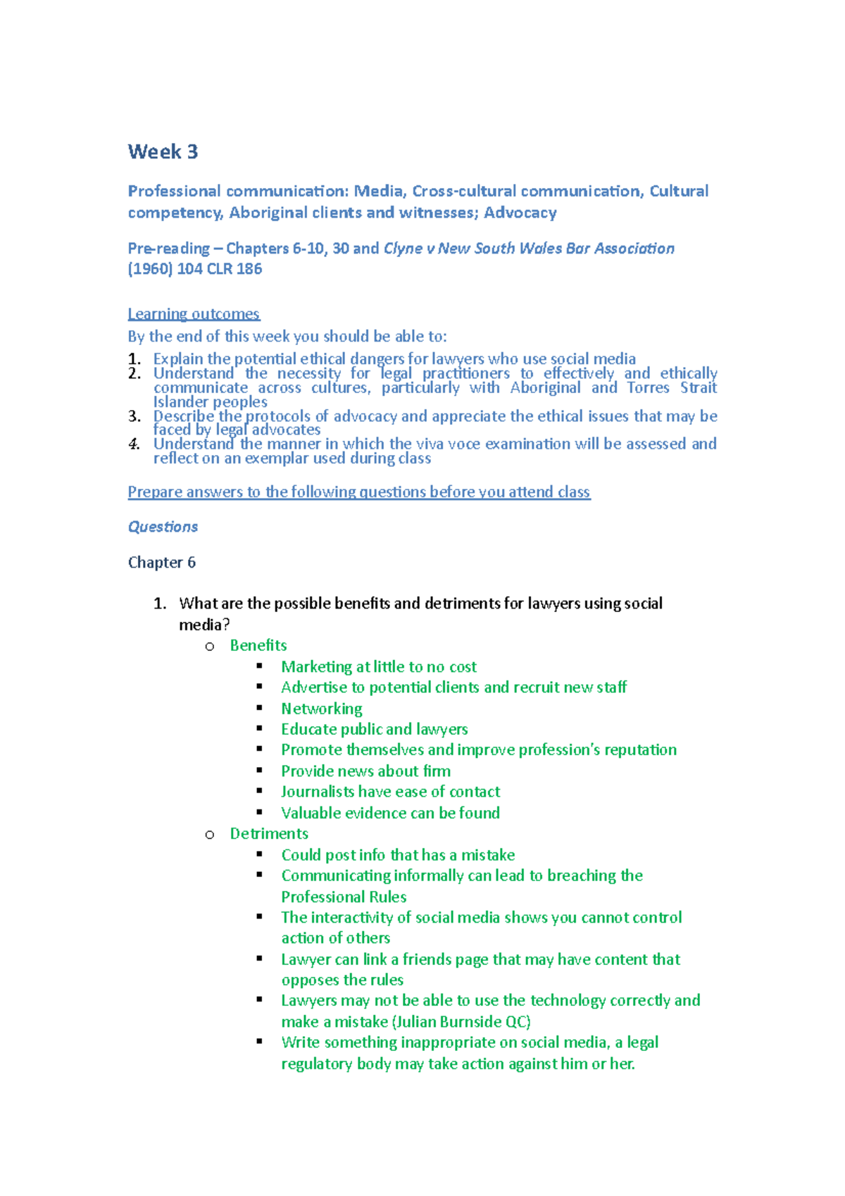 Week 3 lecture Notes - Week 3 Professional communication: Media, Cross ...