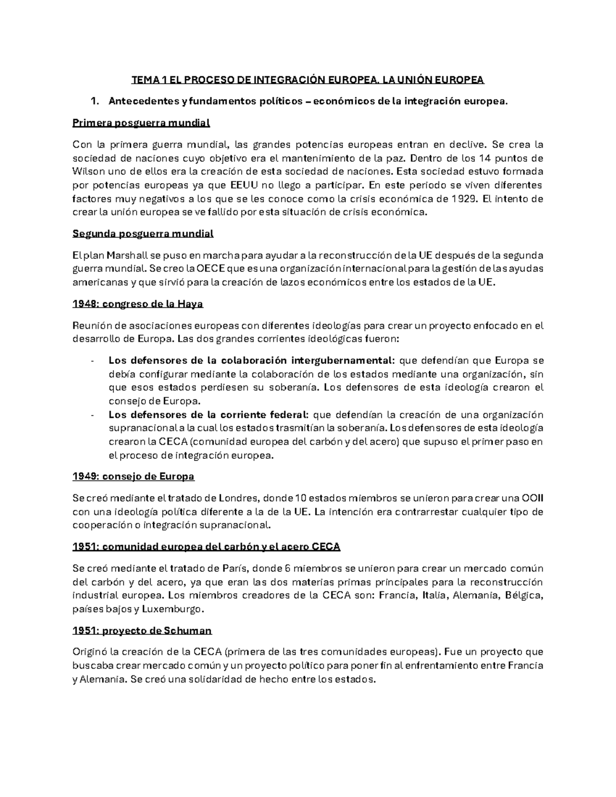 TEMA 1 IDUE - Resumen Instituciones Y Derecho De La Unión Europea ...