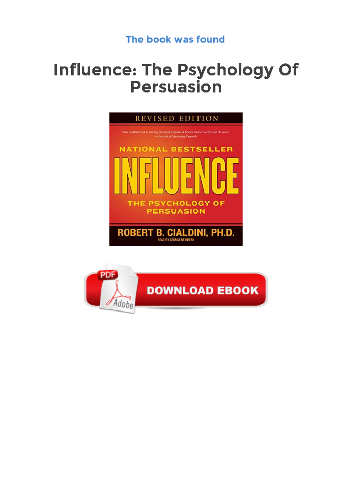 Influence The Psychology Of Persuasion Pdf Compress Influence The