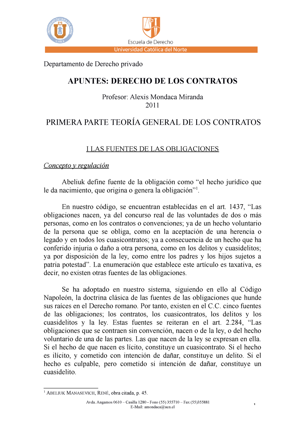 Contratos UCN 1 1 1 - Apunte - Departamento De Derecho Privado APUNTES ...