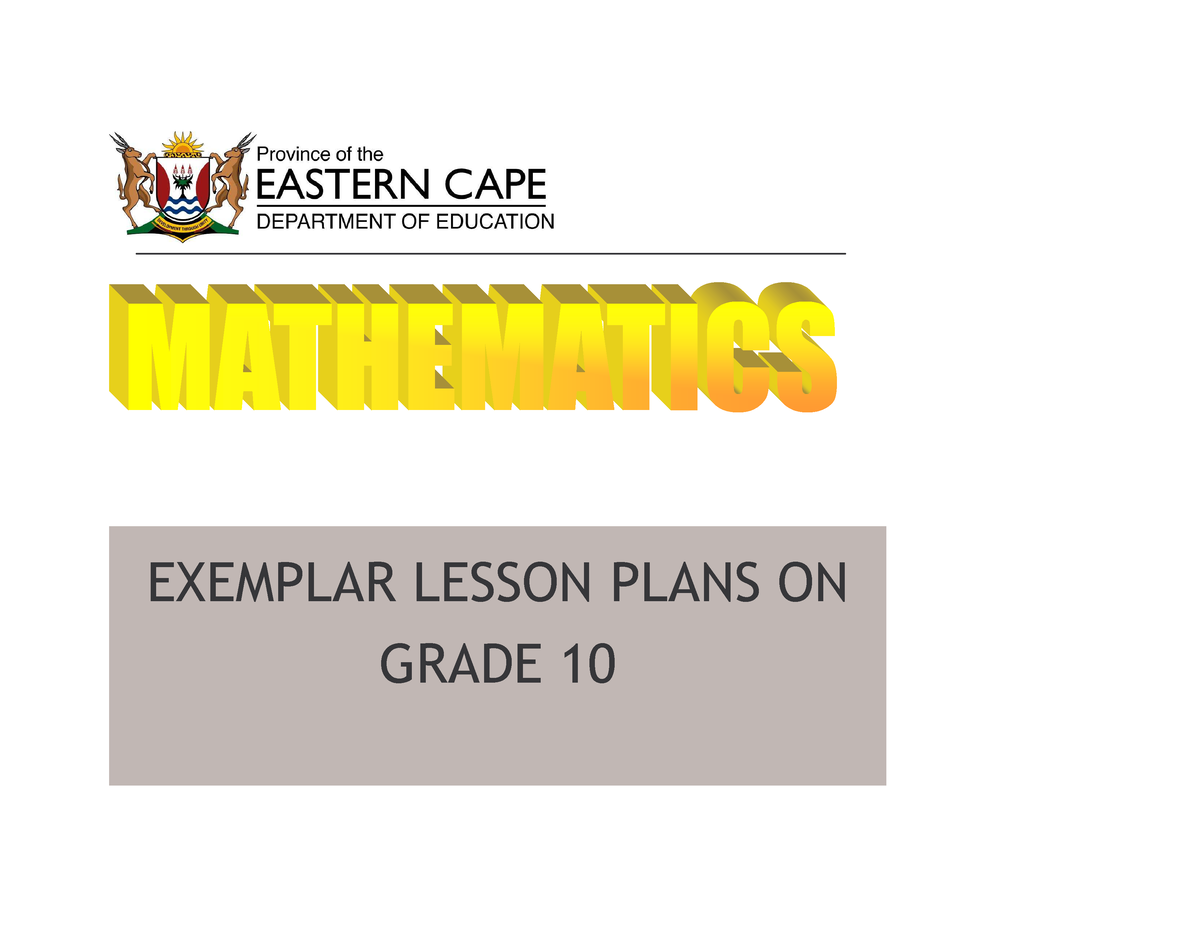 TERM 1 LP Maths Grade 10 - Lesson Plan - MESSAGE TO TEACHERS: NOTE TO ...