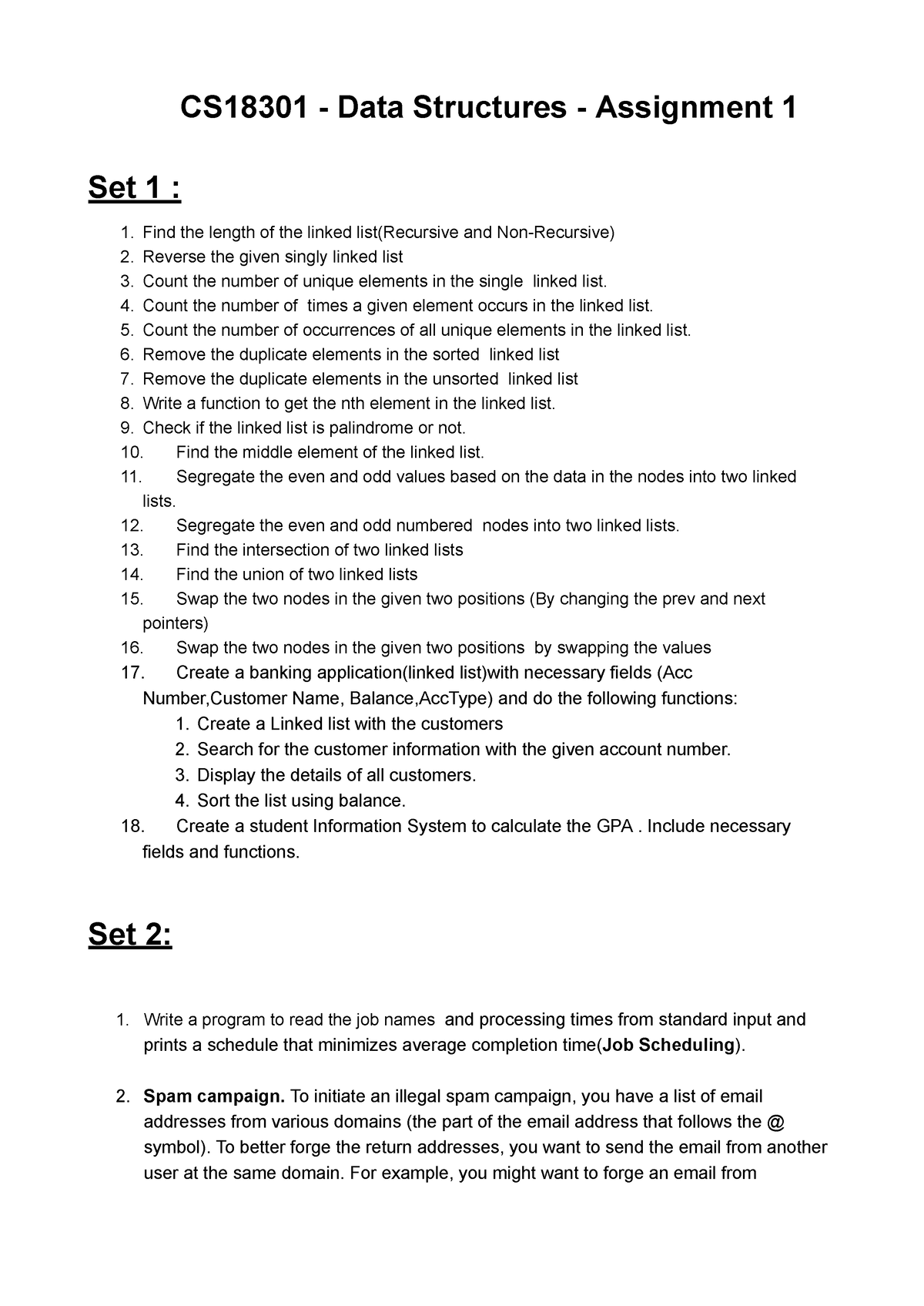 data structures assignment