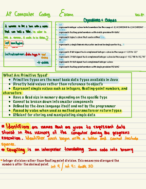 Chapter 2 Notes - Java basics - Chapter 2: Variables Data categories ...
